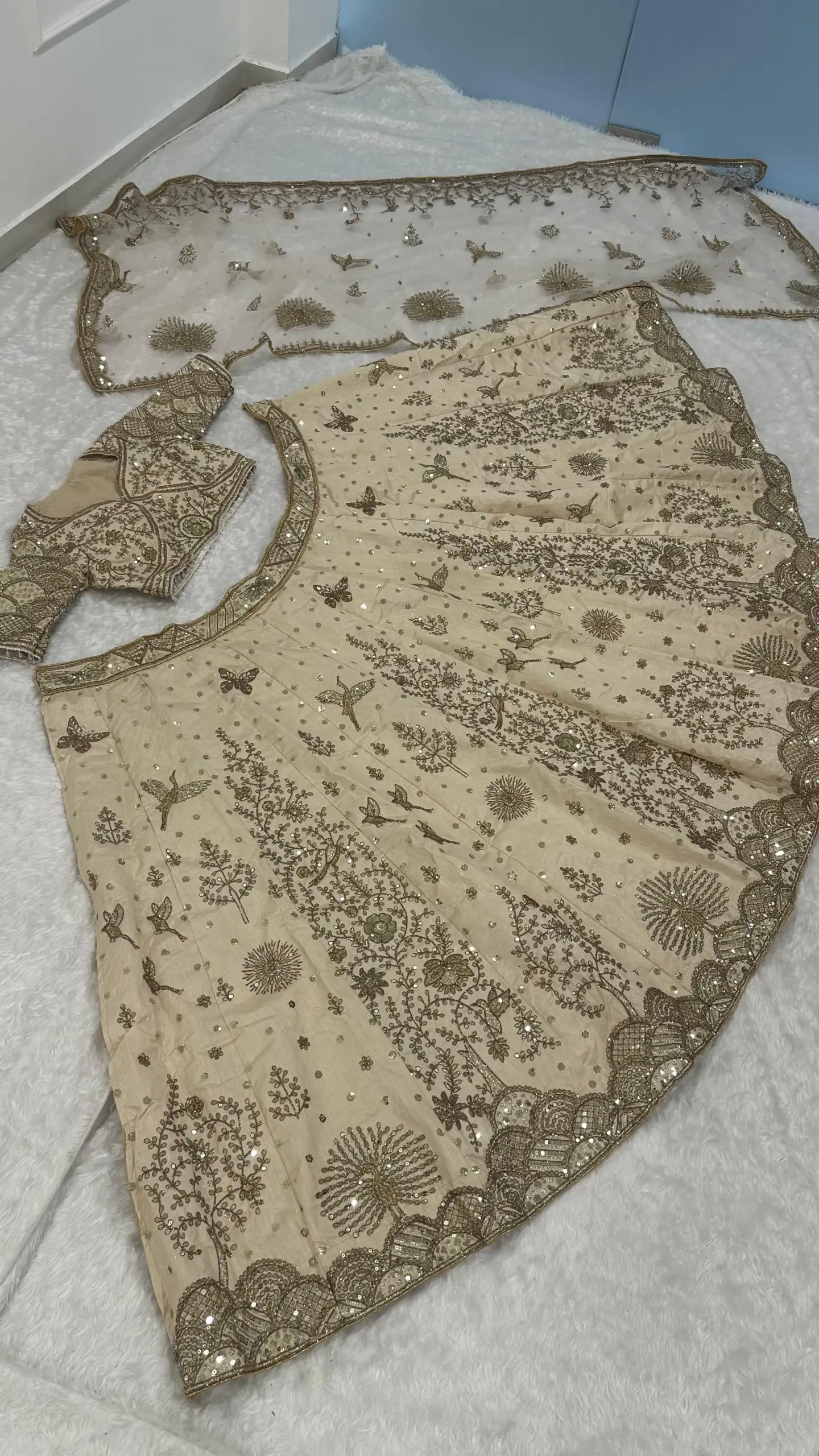 Wedding Wear Cream Lehenga Choli Design 2025