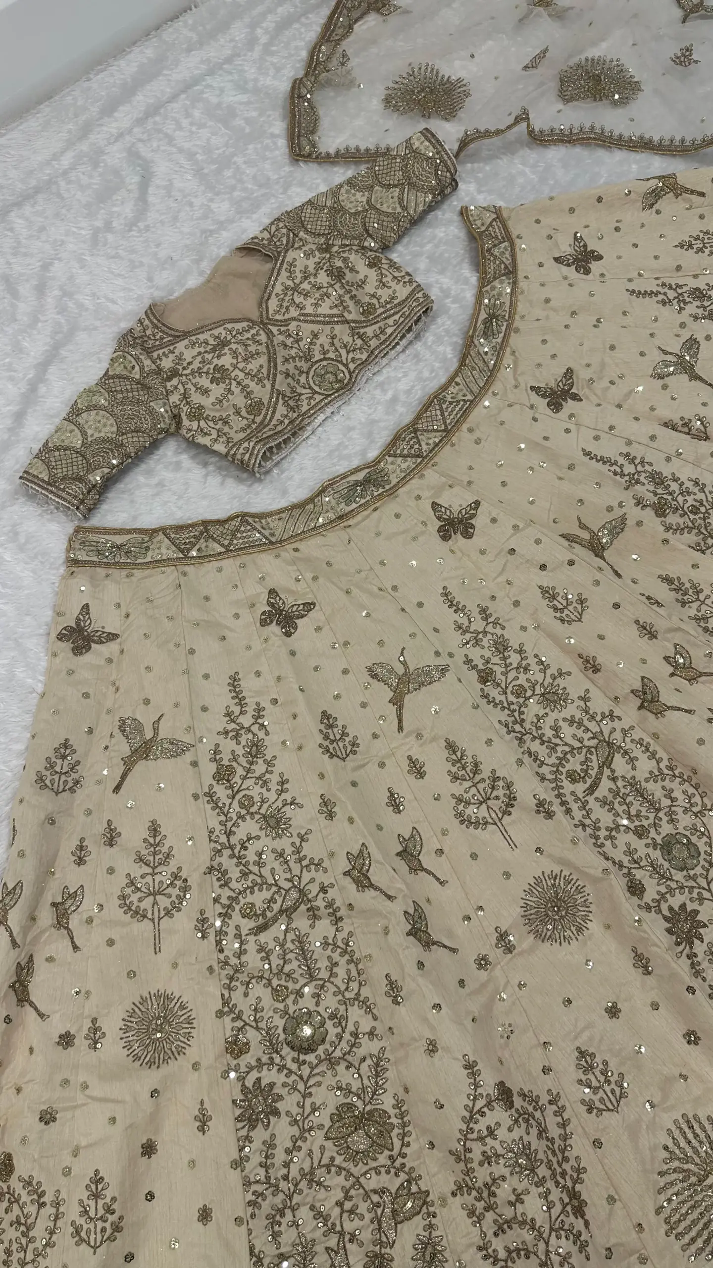 Wedding Wear Cream Lehenga Choli Design 2025