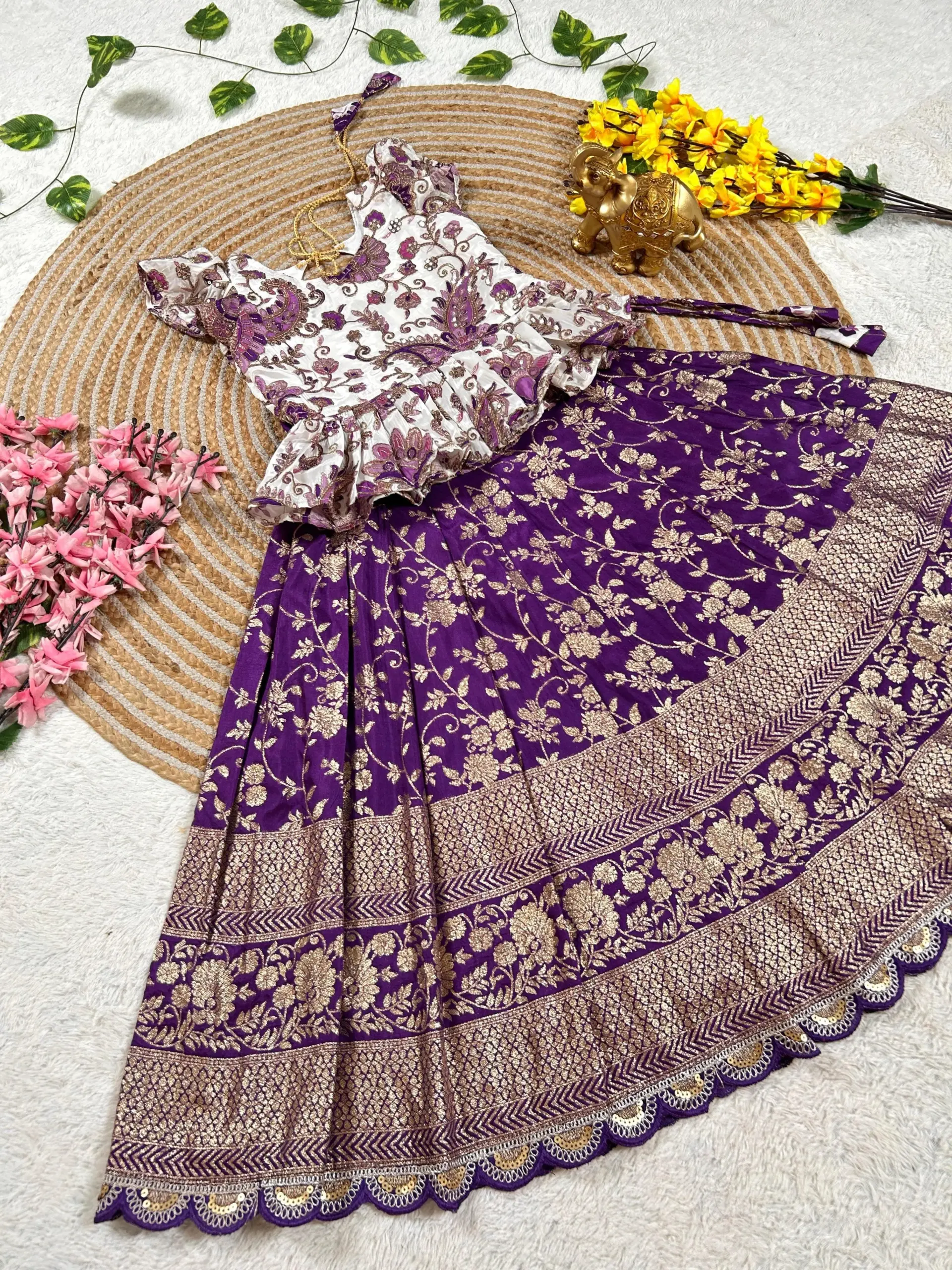 Wedding Wear Kids Lehenga Choli in Silk