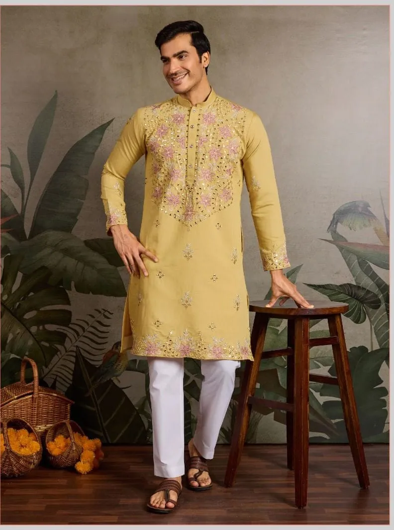 Wedding Wear Mens Embroidery Kurta