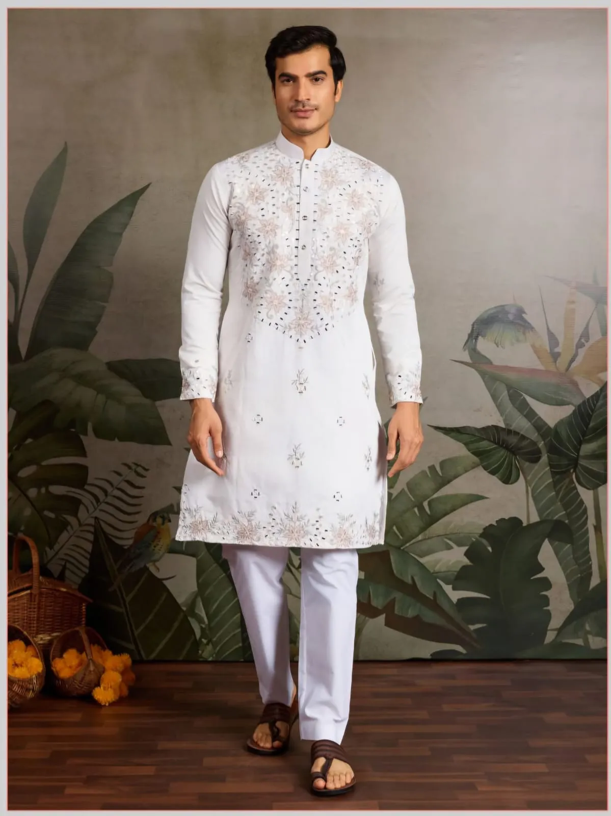 Wedding Wear Mens Embroidery Kurta