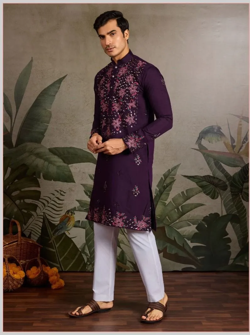 Wedding Wear Mens Embroidery Kurta