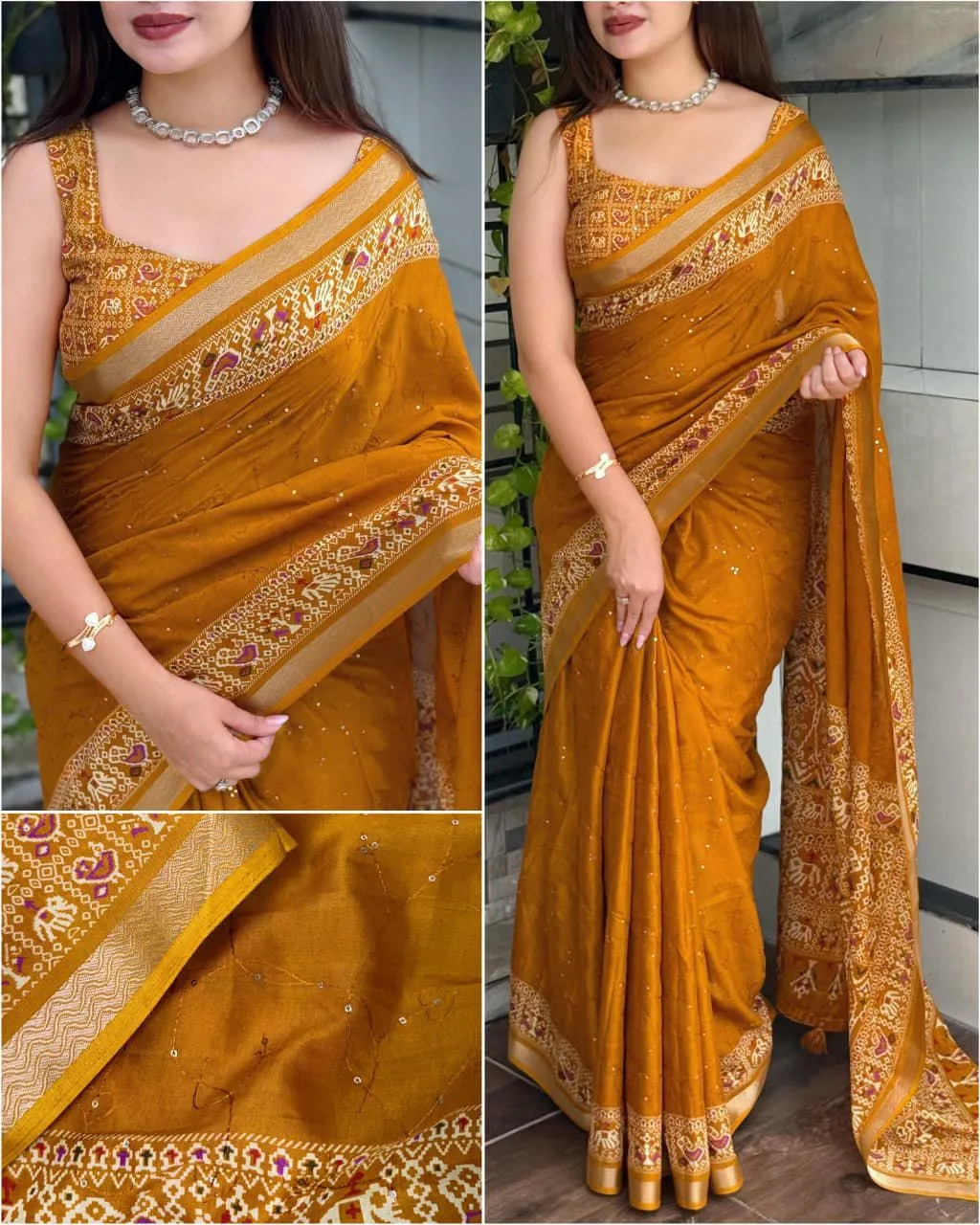 Ajrakh Pirnted Mal Cotton Saree