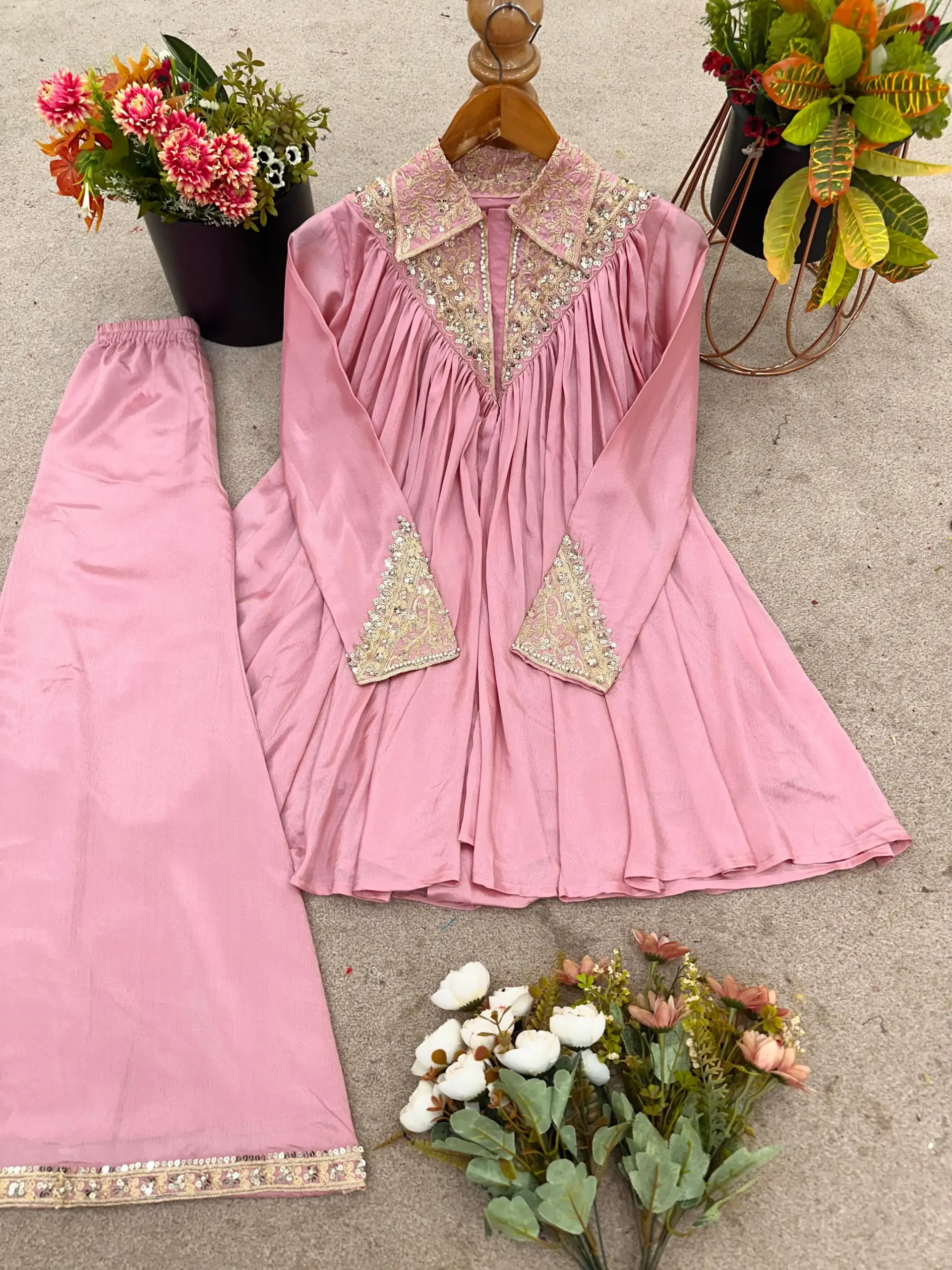 Baby Pink Embroidery Co ord Set