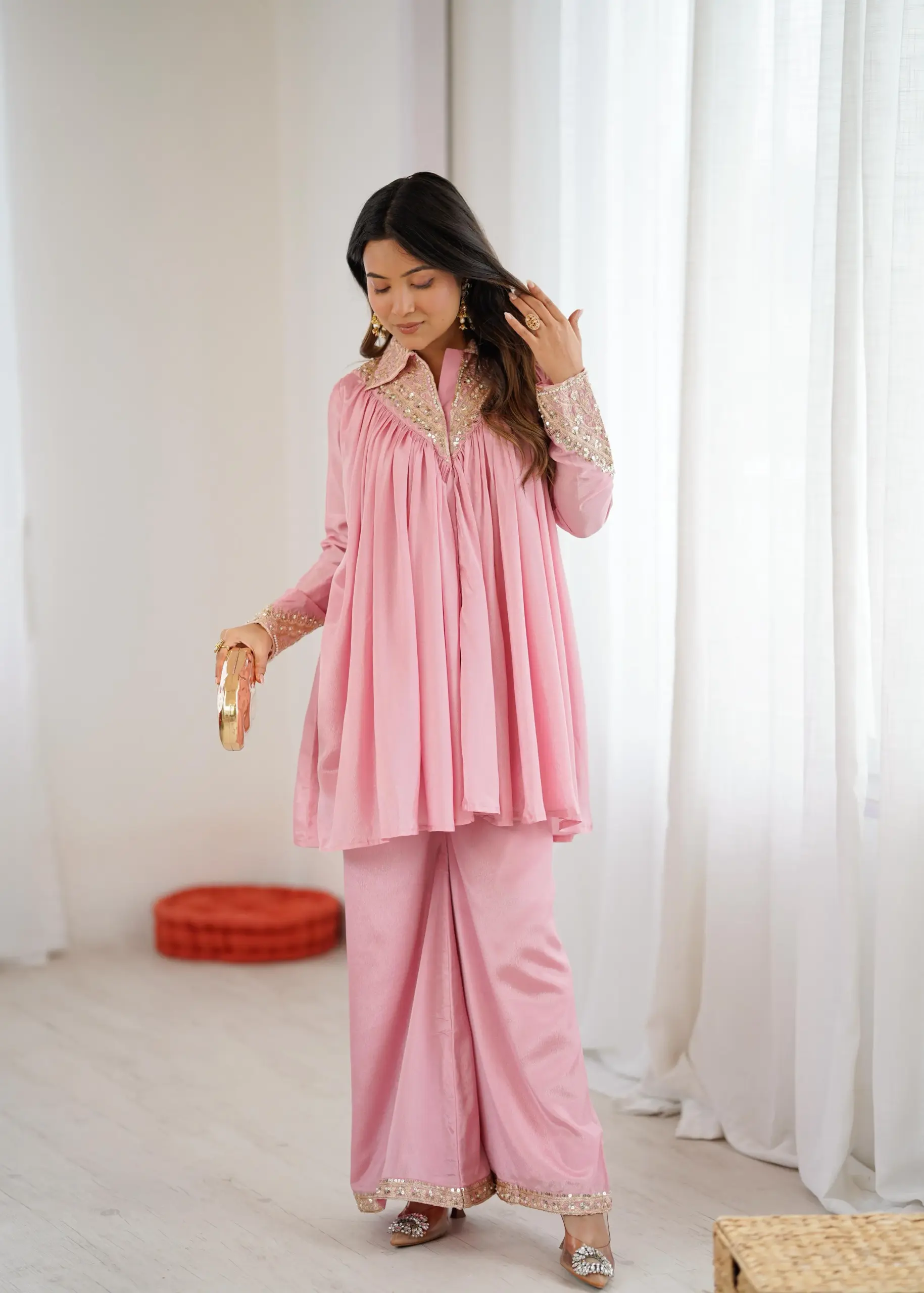 Baby Pink Embroidery Co ord Set