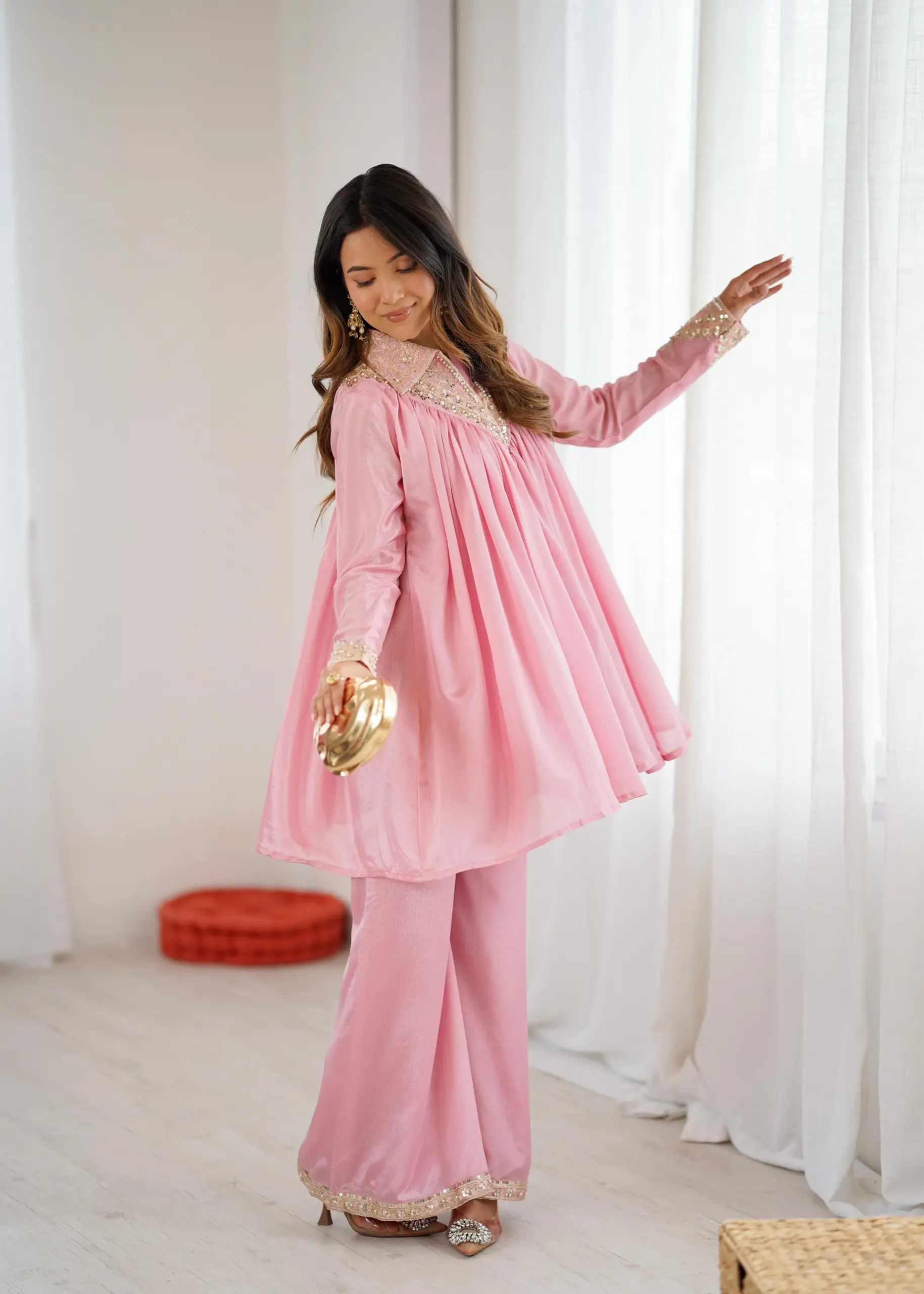 Baby Pink Embroidery Co ord Set