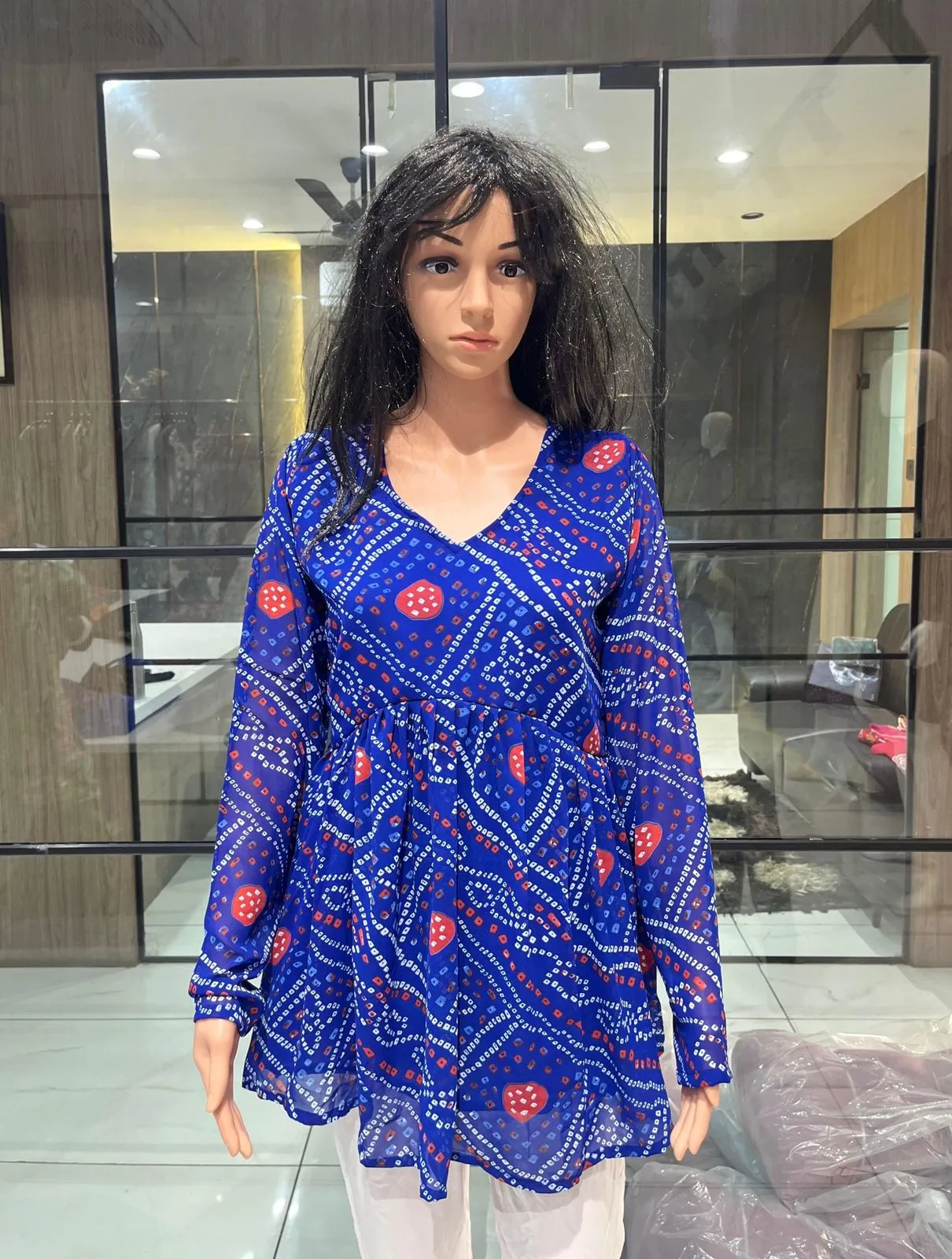 Bandhni Printed Tunic Kurti Top