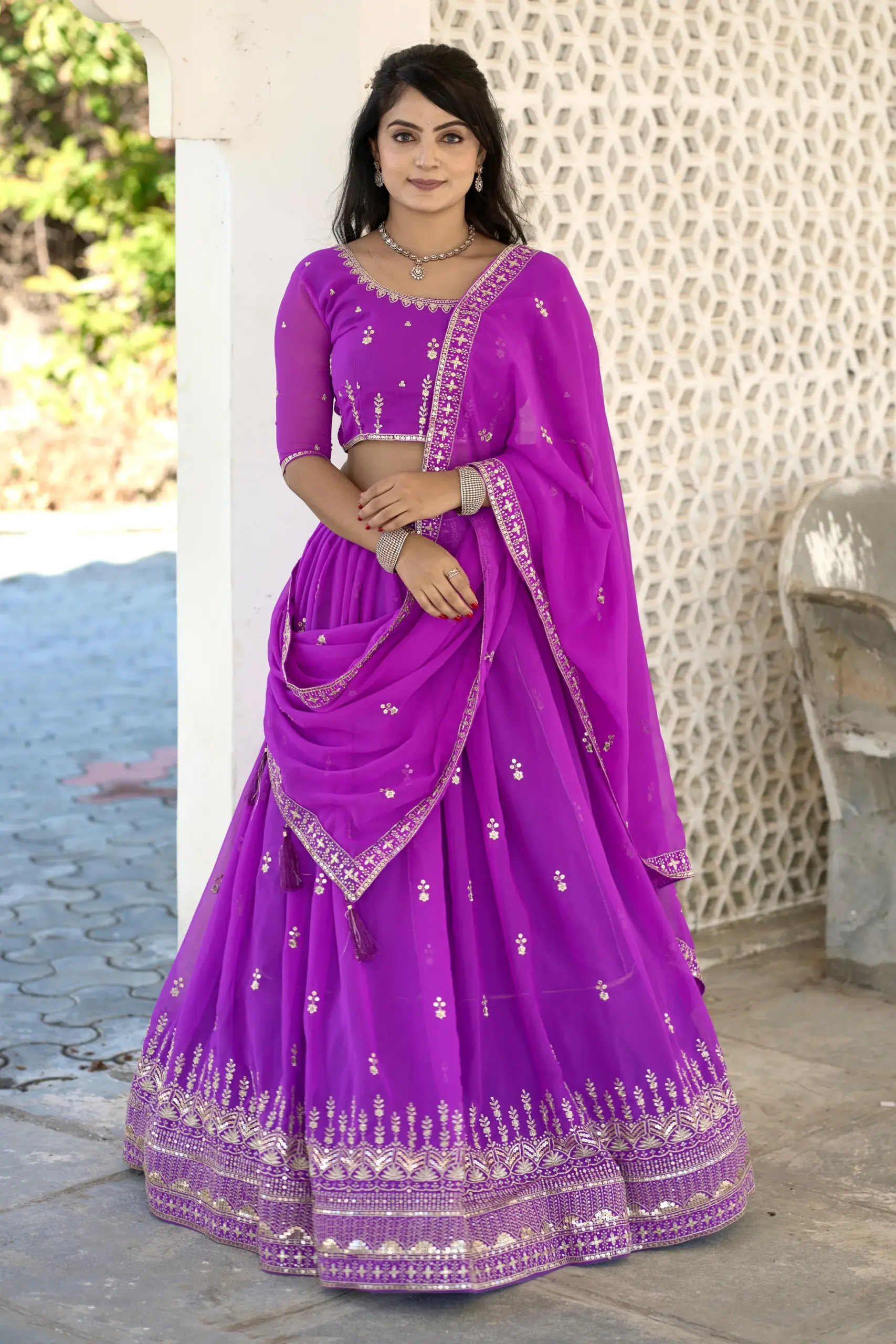 Buy Purple Embroidery Lehenga Choli