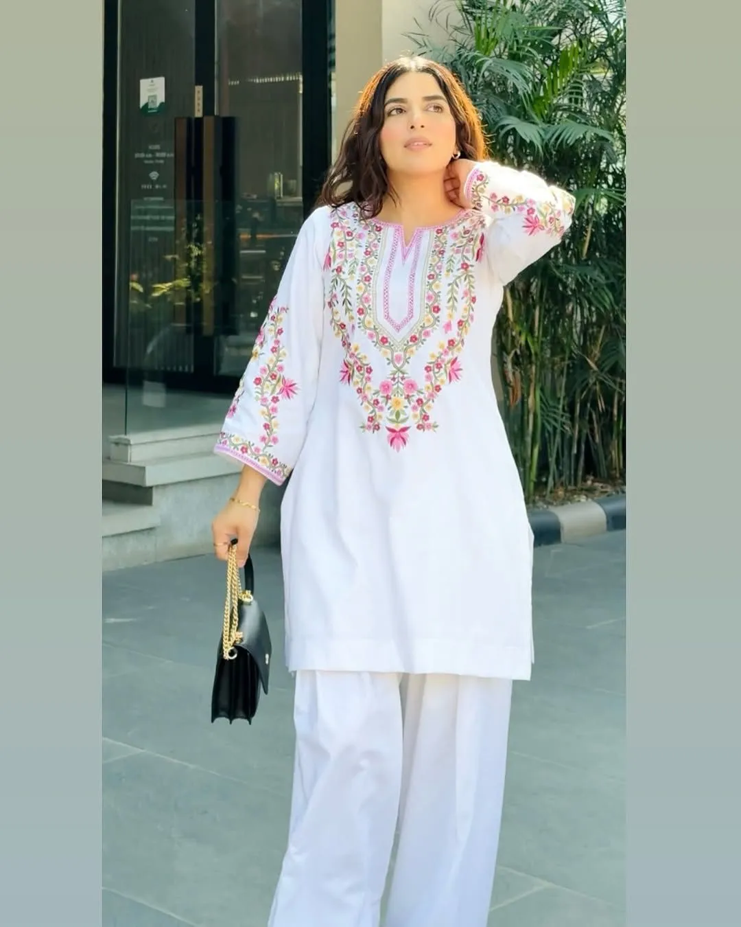 Buy White Co ord Set with Embroidery