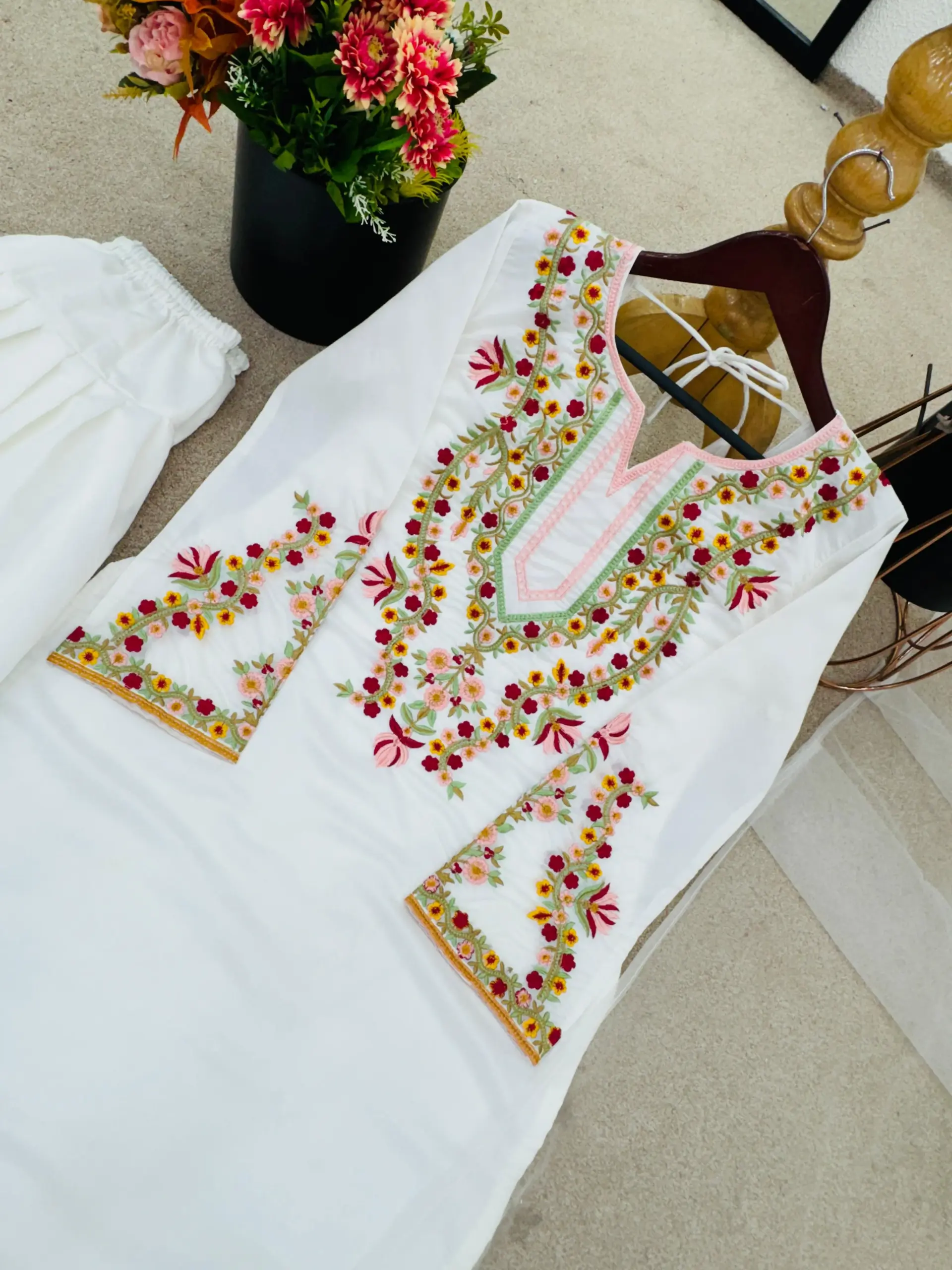 Buy White Co ord Set with Embroidery