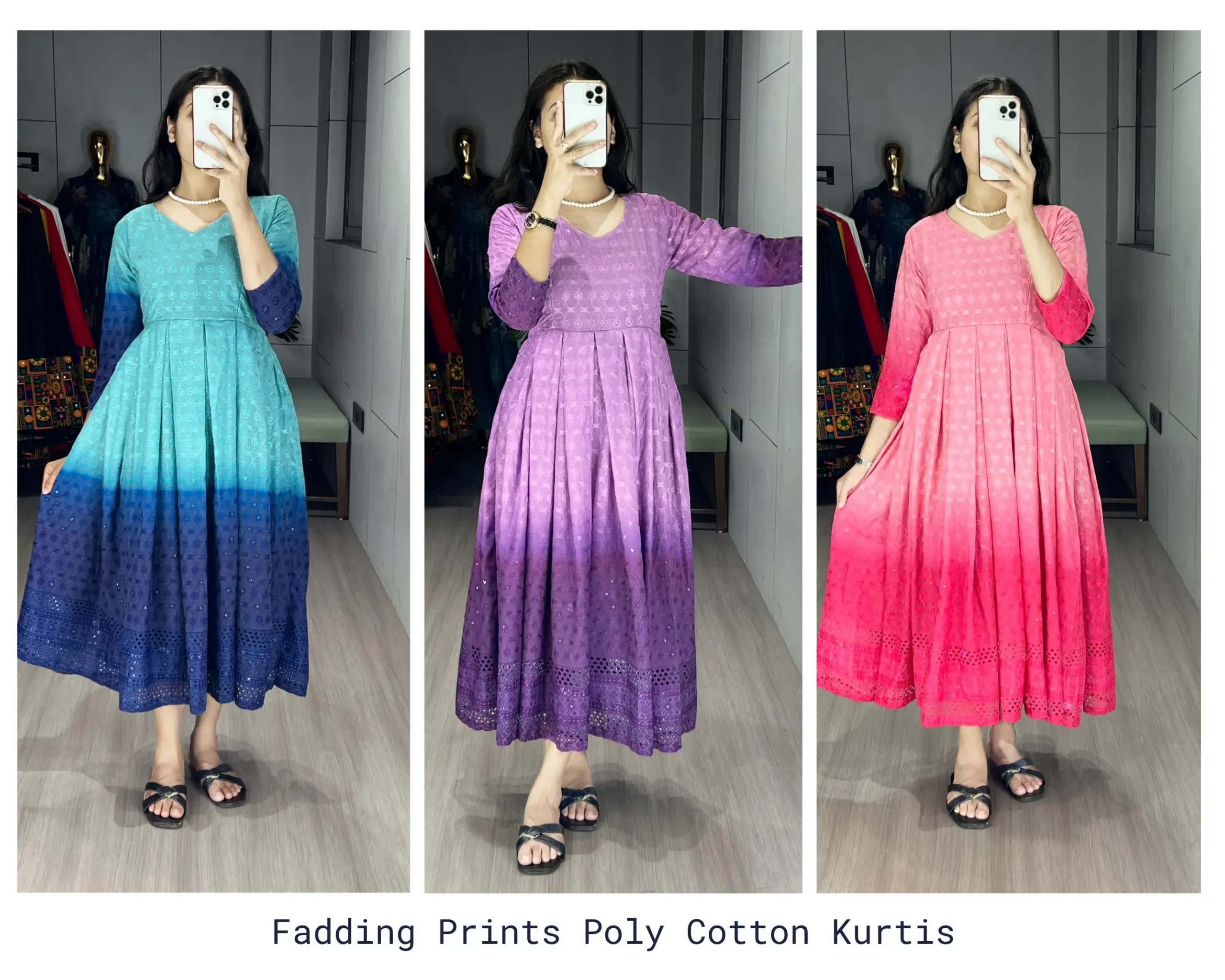 Chikankari Gown kurti for Office