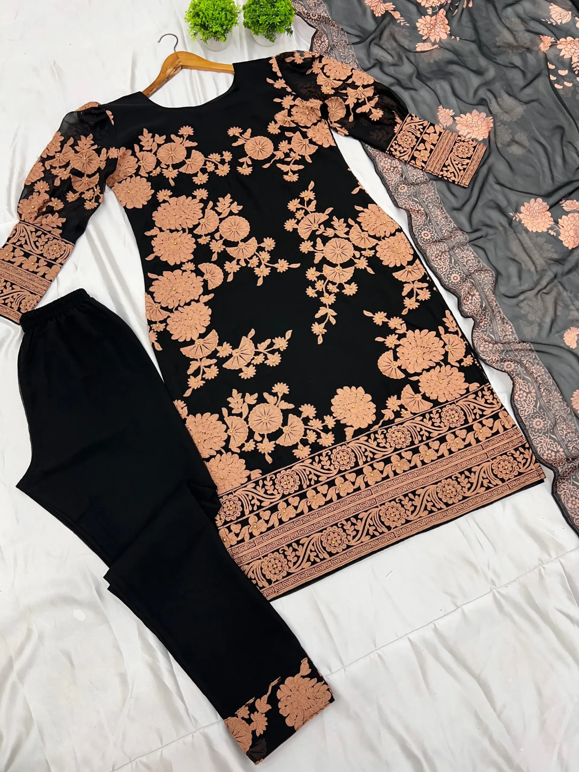 Designer Party Wear Top-Bottom &amp; Dupatta Set