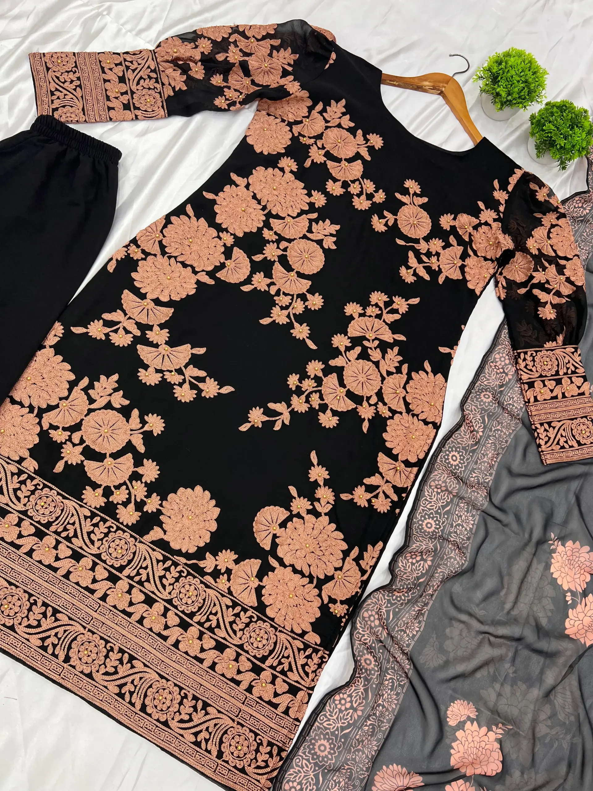 Designer Party Wear Top-Bottom &amp; Dupatta Set