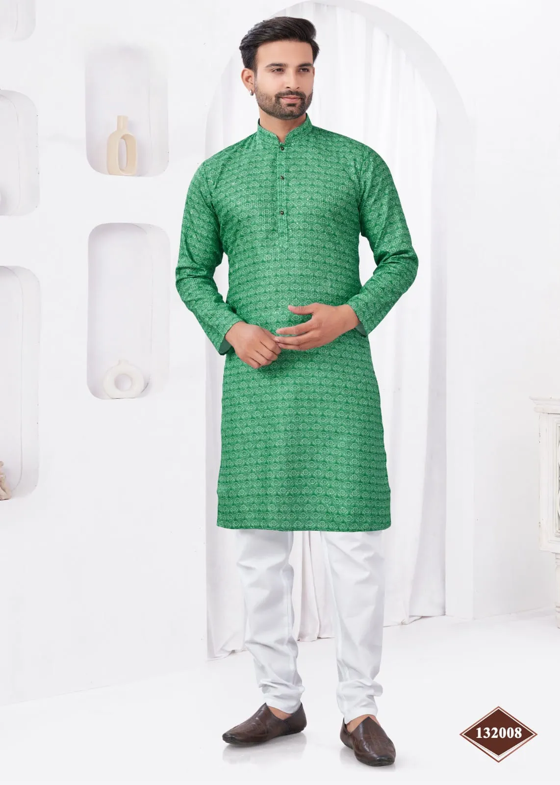 Digital Printed Mens Kurta Pajama