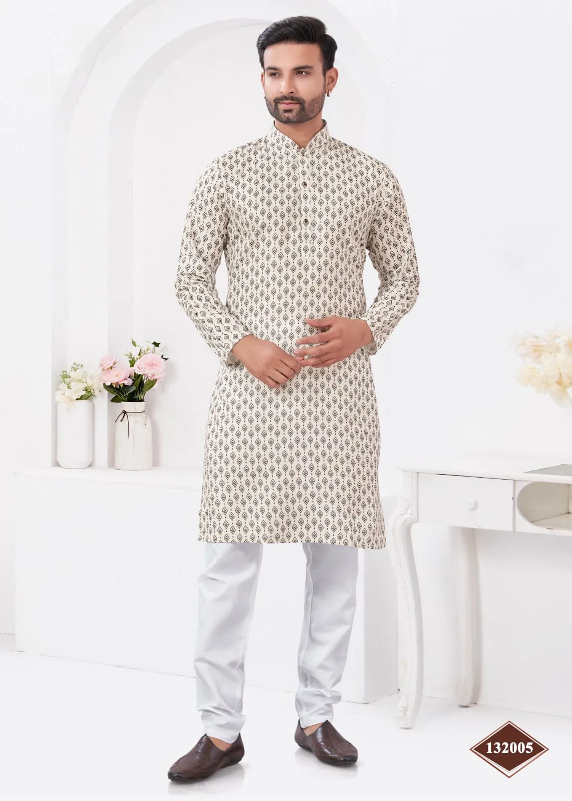 Digital Printed Mens Kurta Pajama