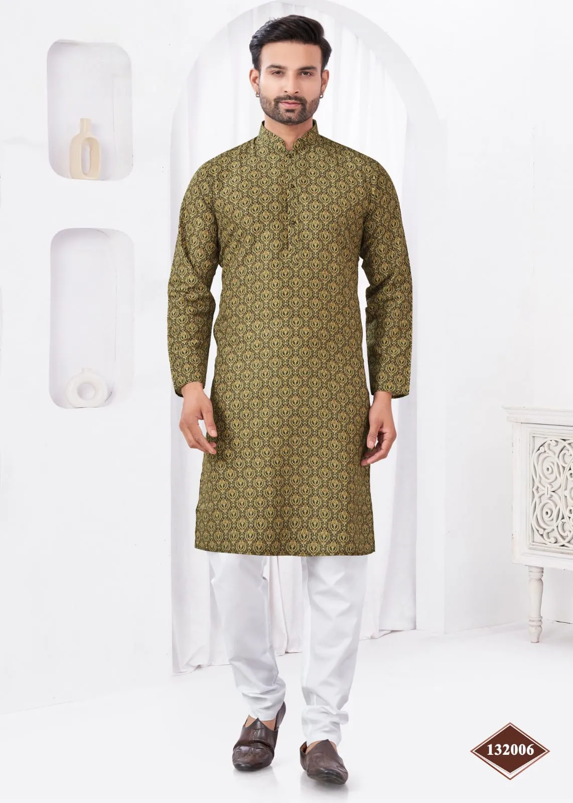 Digital Printed Mens Kurta Pajama