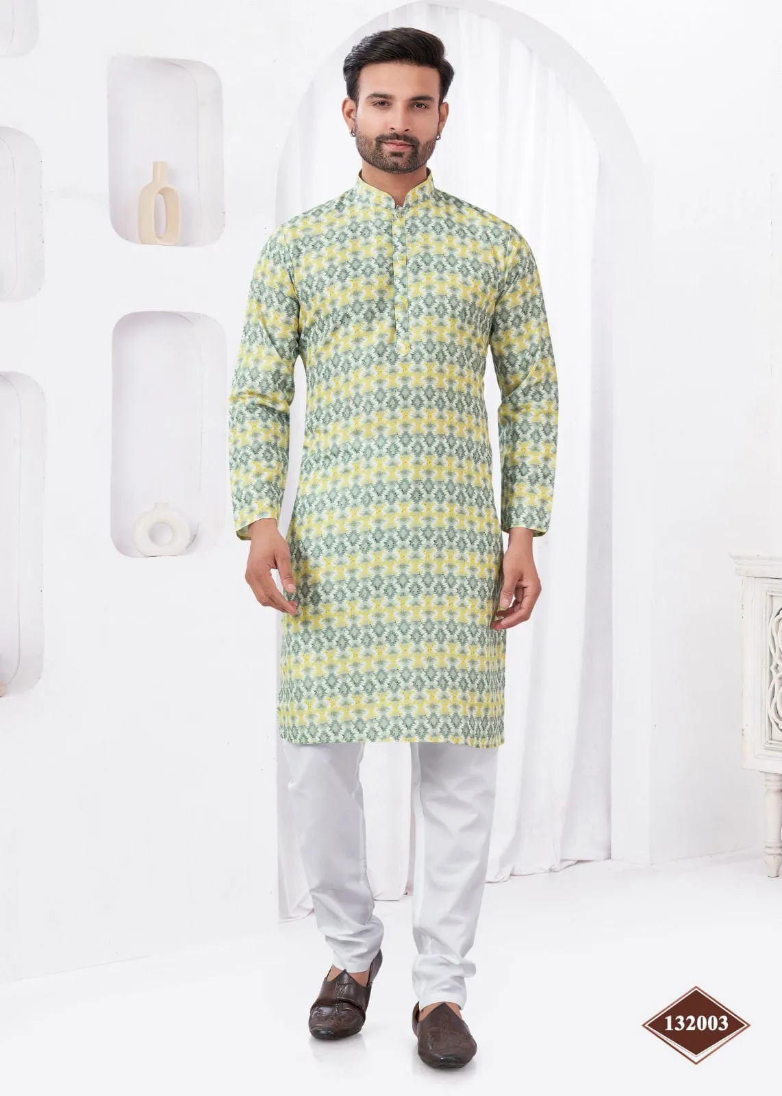Digital Printed Mens Kurta Pajama