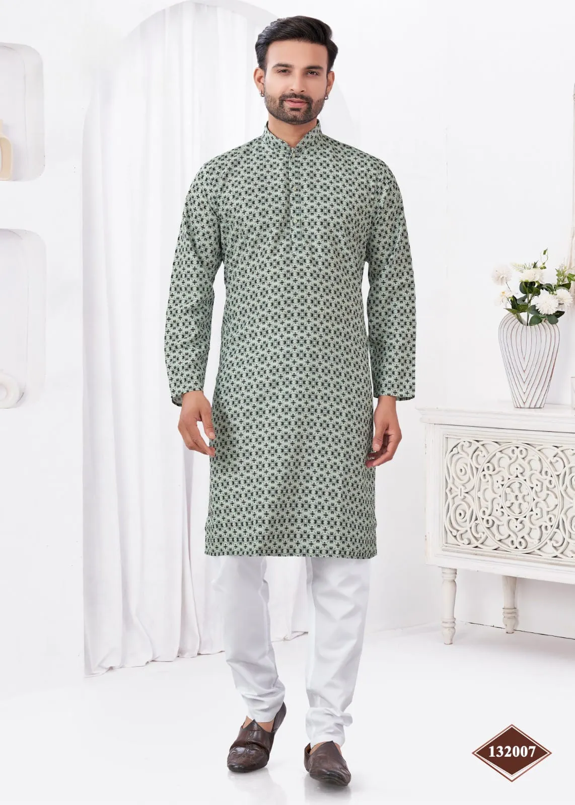 Digital Printed Mens Kurta Pajama