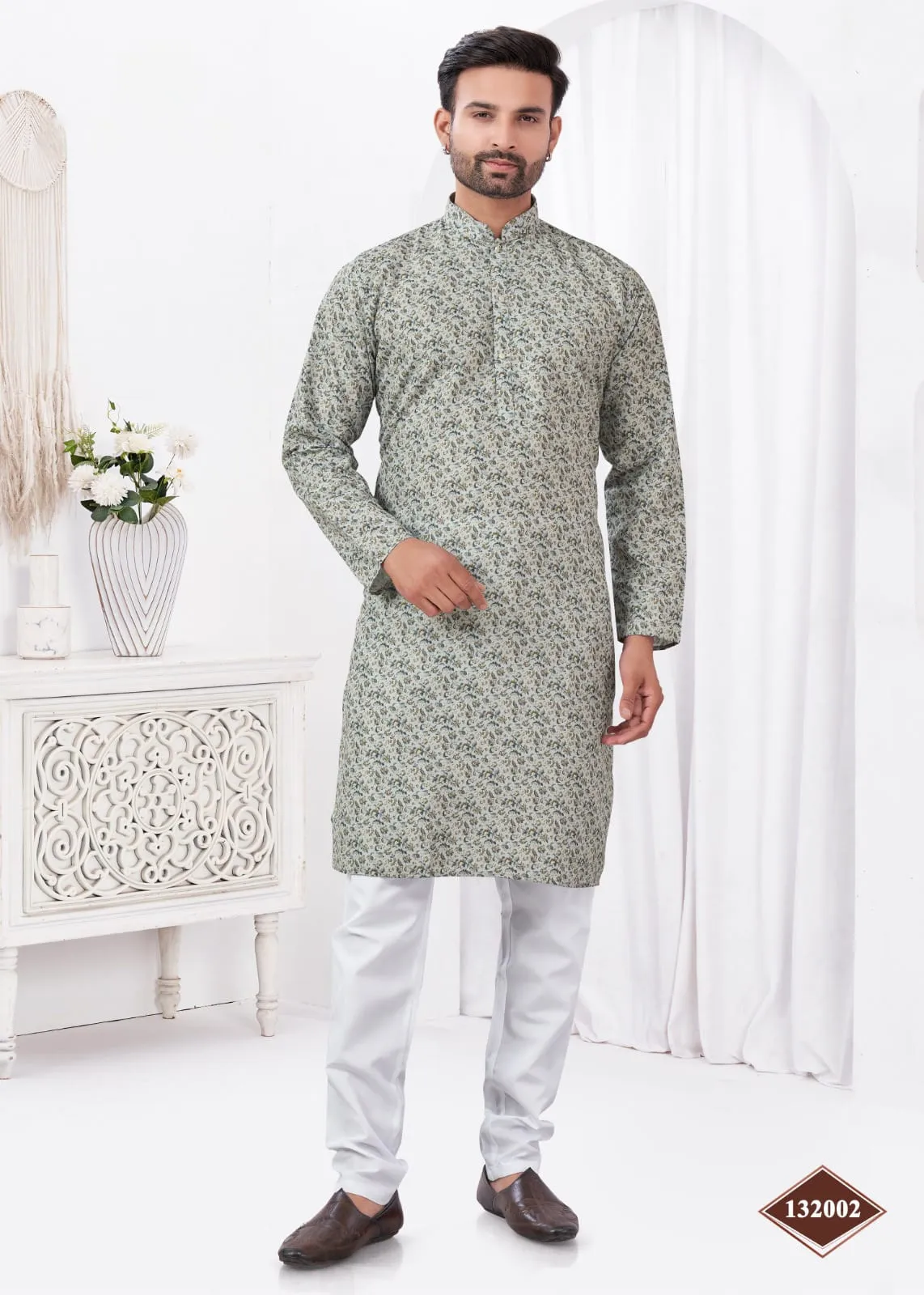 Digital Printed Mens Kurta Pajama