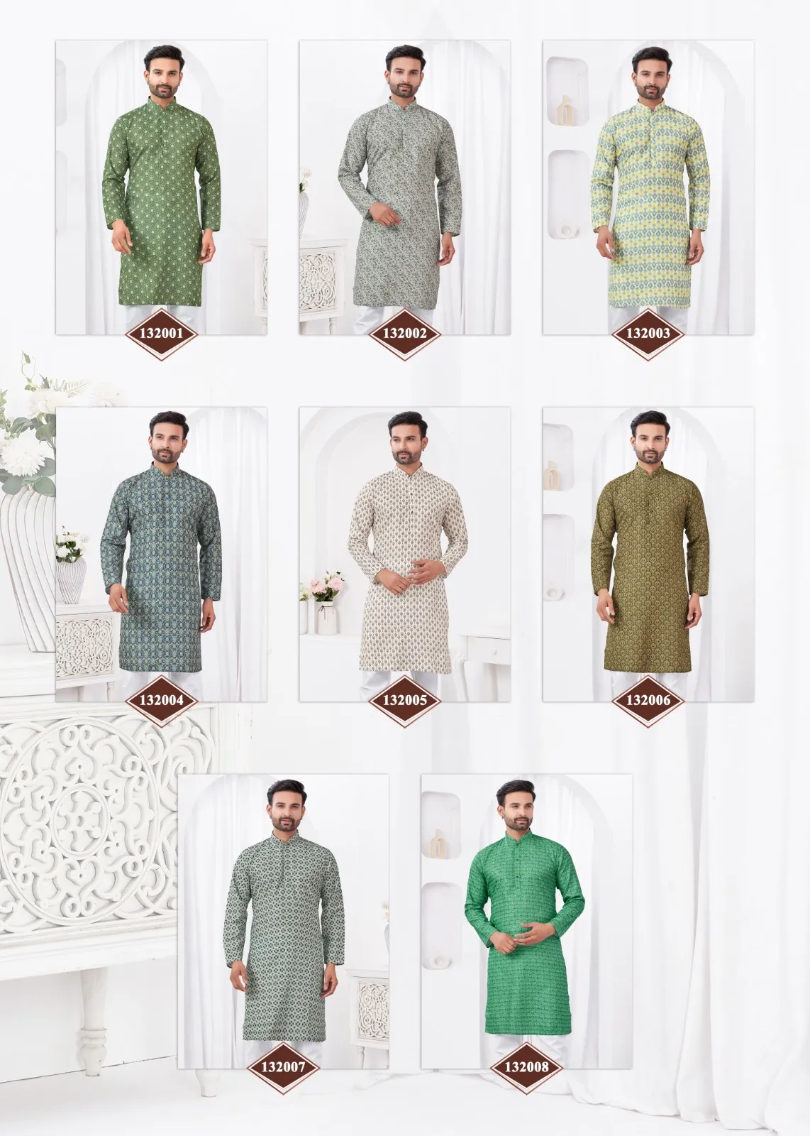 Digital Printed Mens Kurta Pajama