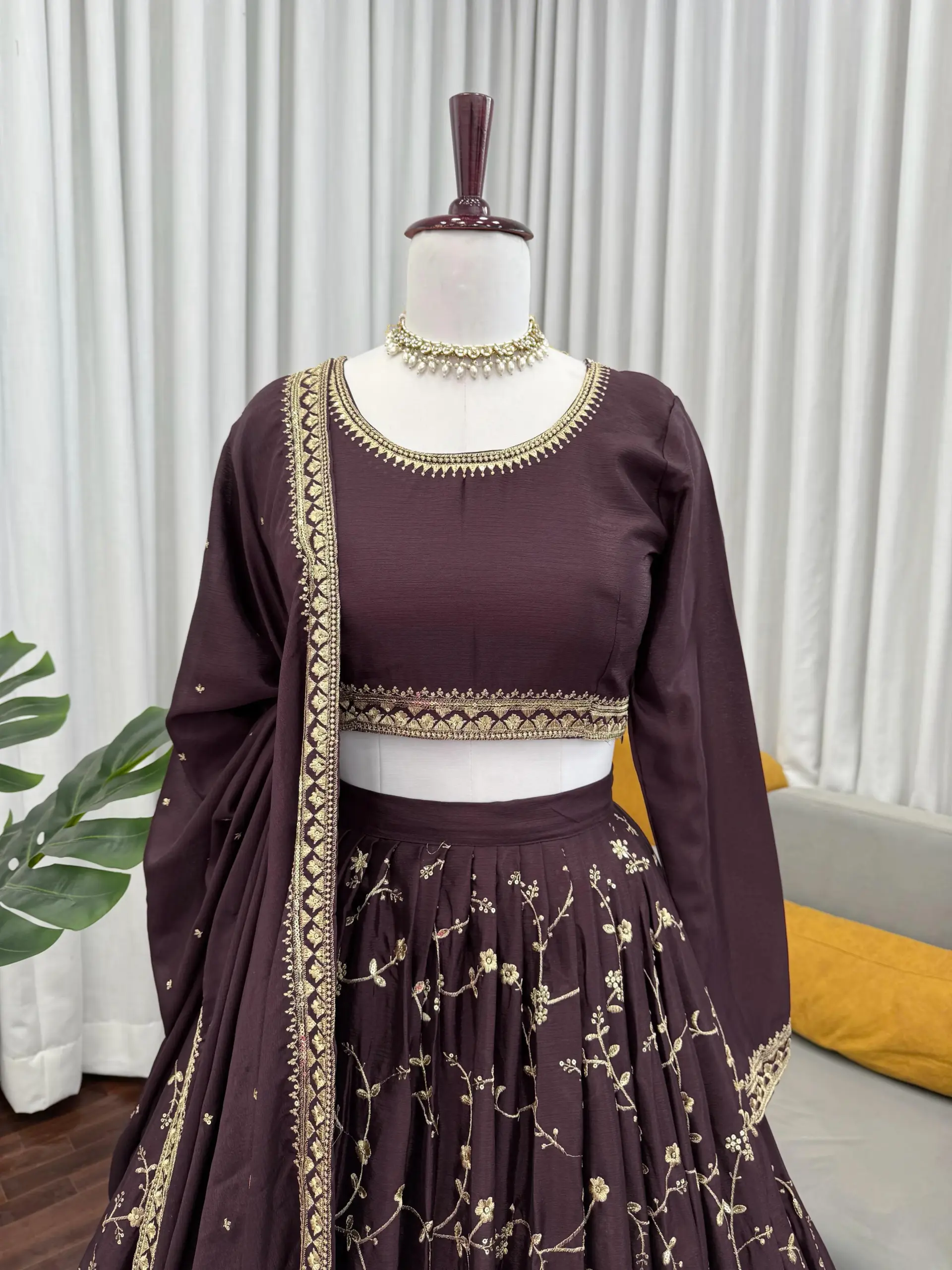 Diwali Special Brown Color Lehenga Choli