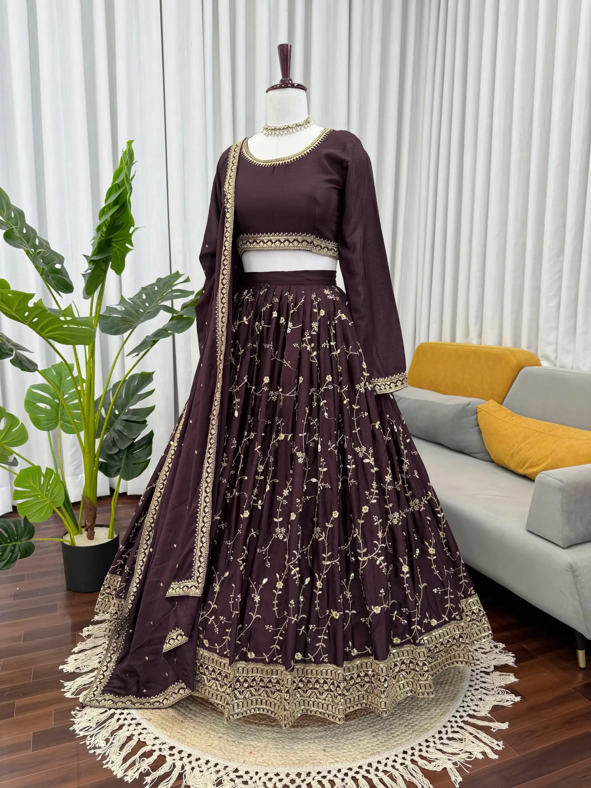 Diwali Special Brown Color Lehenga Choli