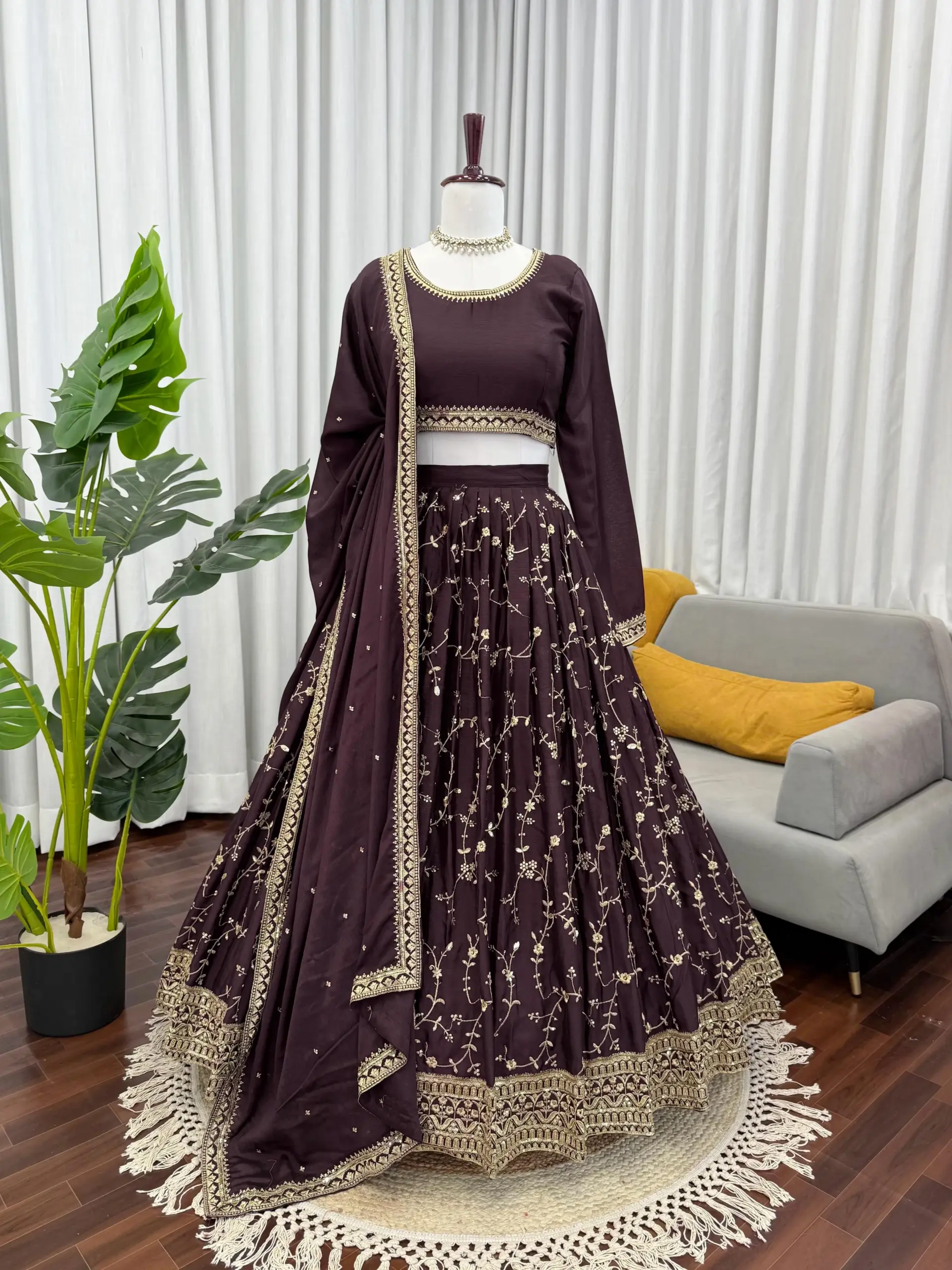 Diwali Special Brown Color Lehenga Choli