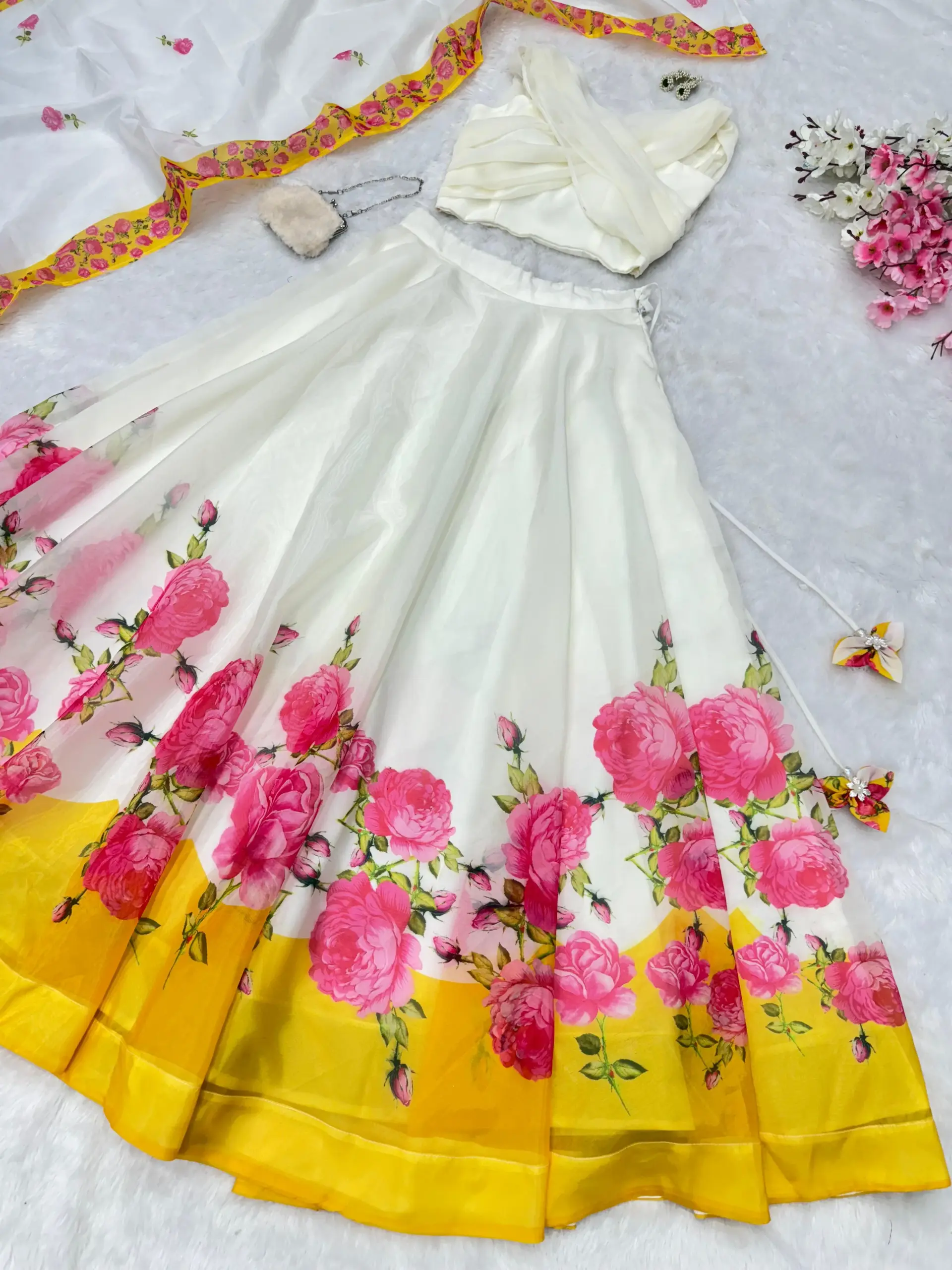 Floral Printed Readymade Lehenga with Fancy Blouse