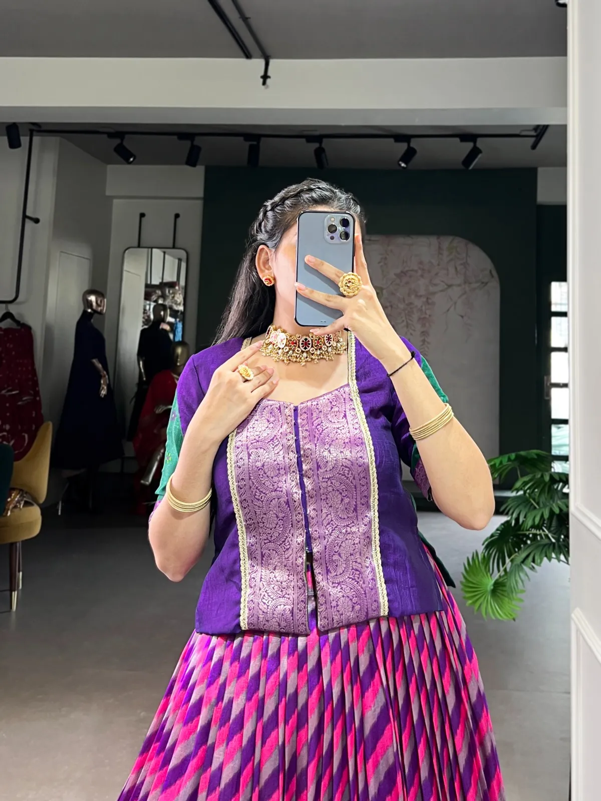 Leheriya Printed Readymade Lehenga with Blouse