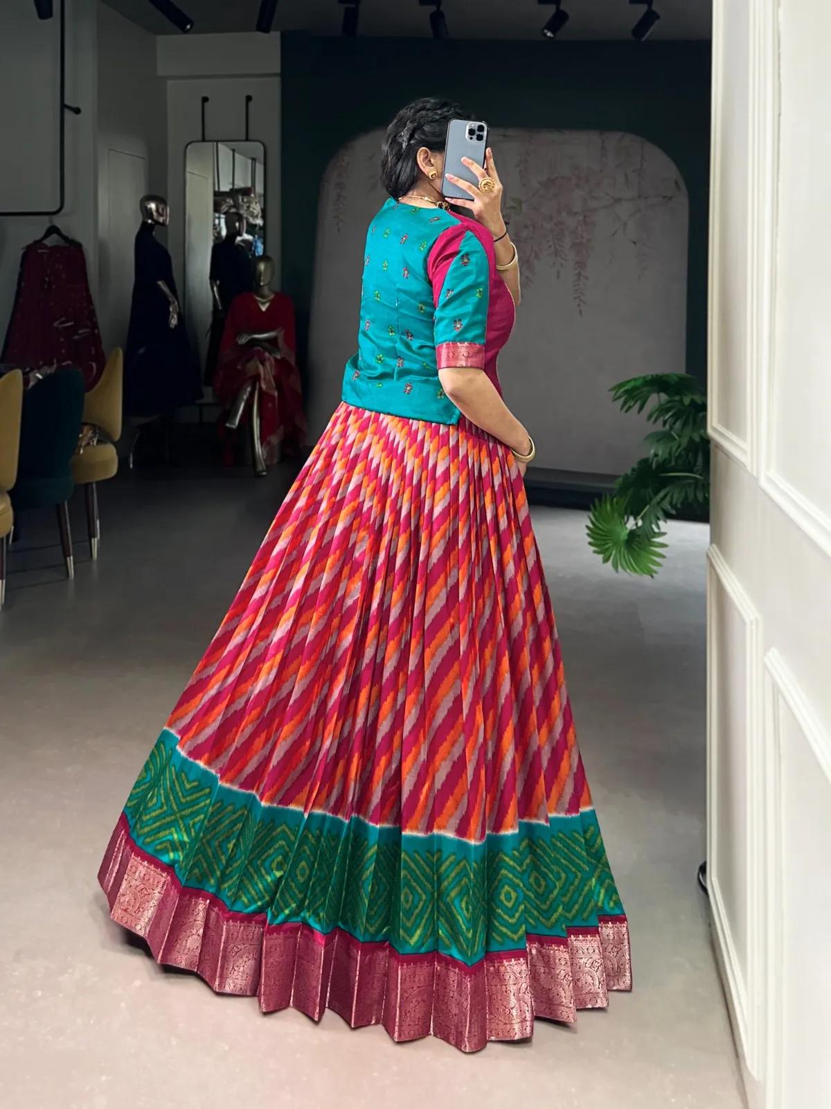 Leheriya Printed Readymade Lehenga with Blouse