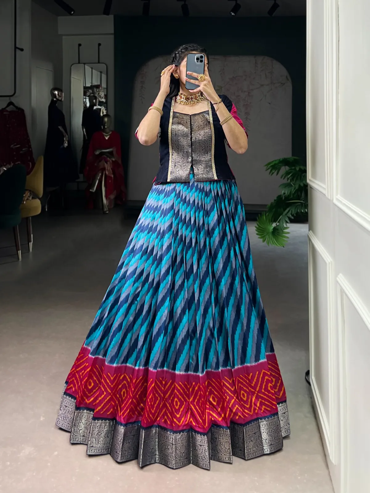 Leheriya Printed Readymade Lehenga with Blouse