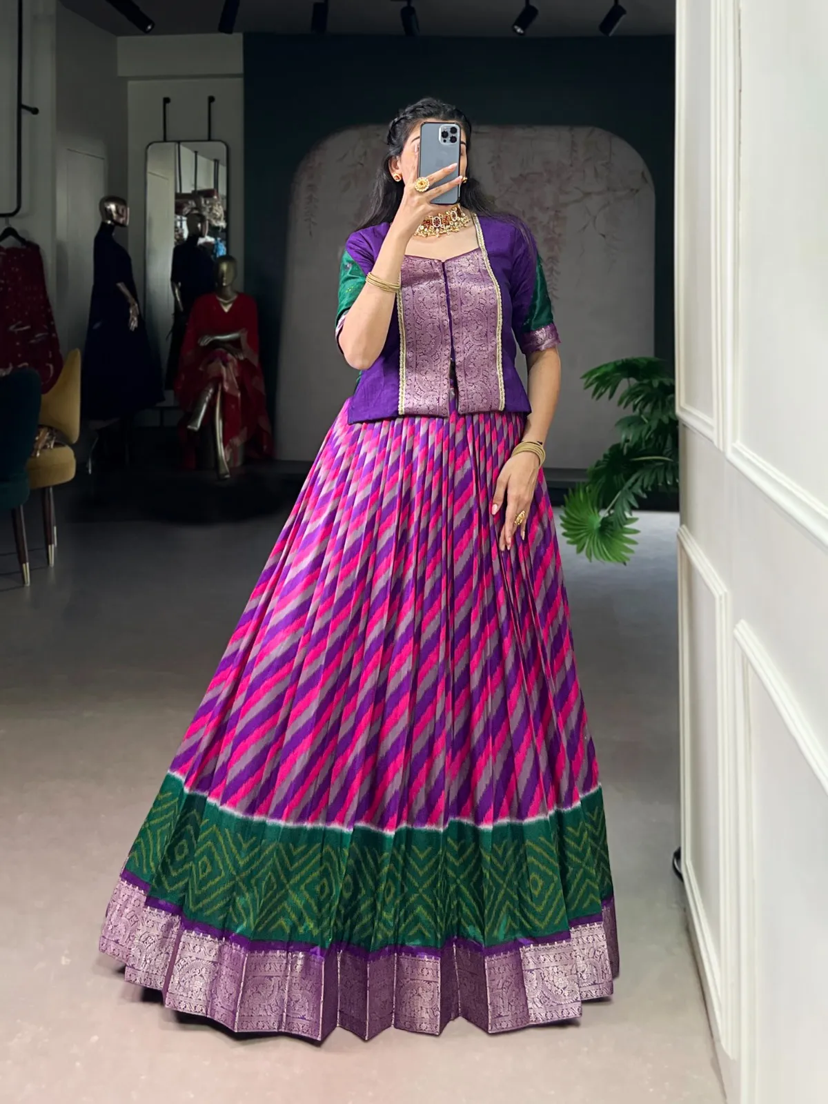 Leheriya Printed Readymade Lehenga with Blouse