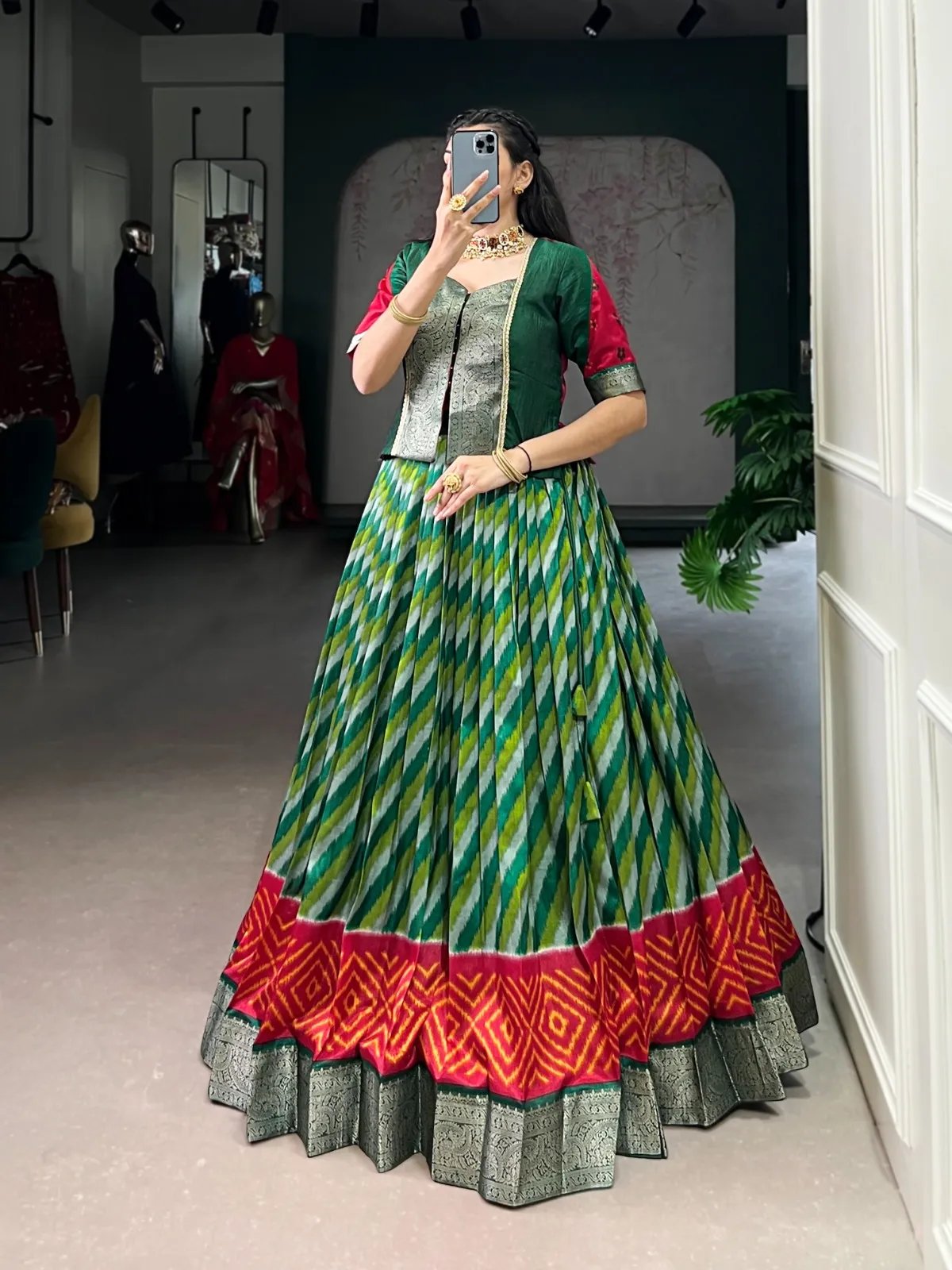 Leheriya Printed Readymade Lehenga with Blouse