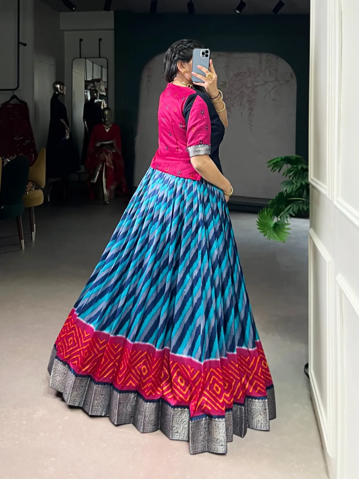 Leheriya Printed Readymade Lehenga with Blouse