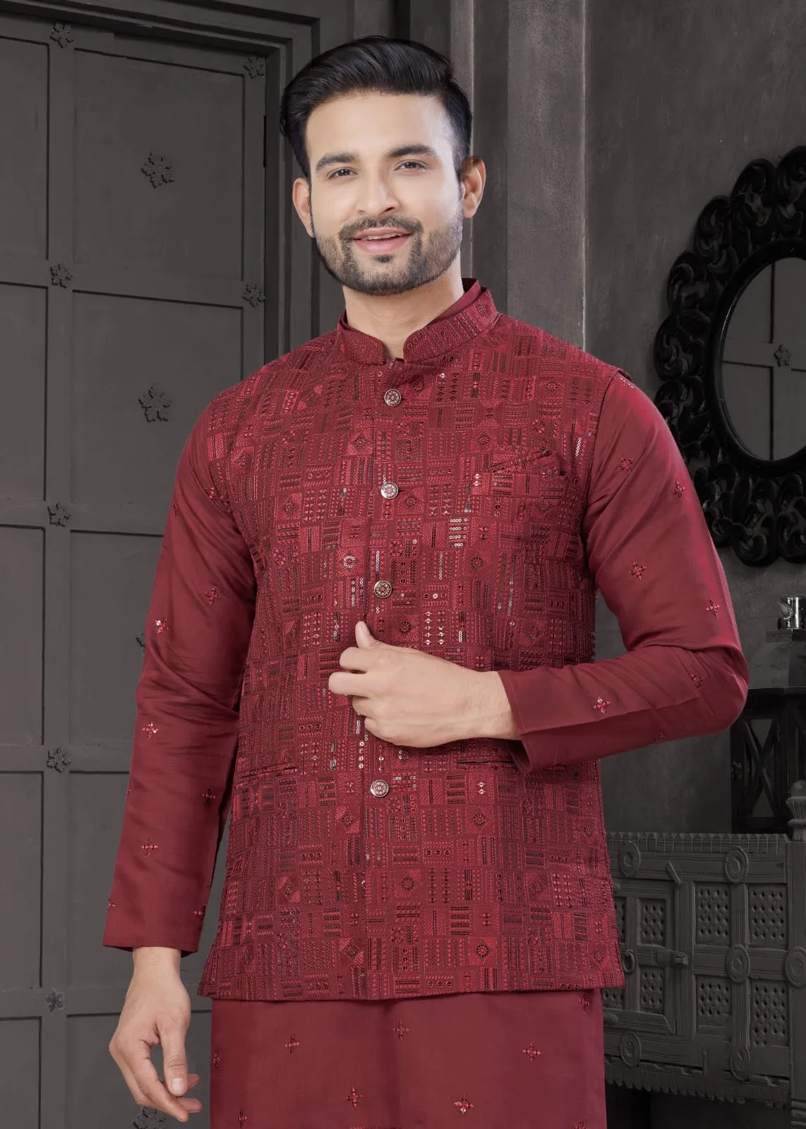 Mens Wear Kurta with Modi Koti For Wedding