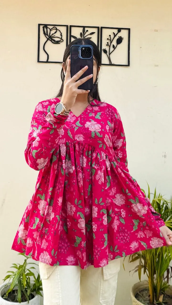 Office Wear Printed Short Tunic Tops