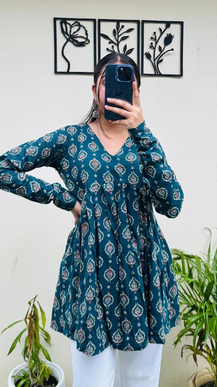 Office Wear Printed Short Tunic Tops