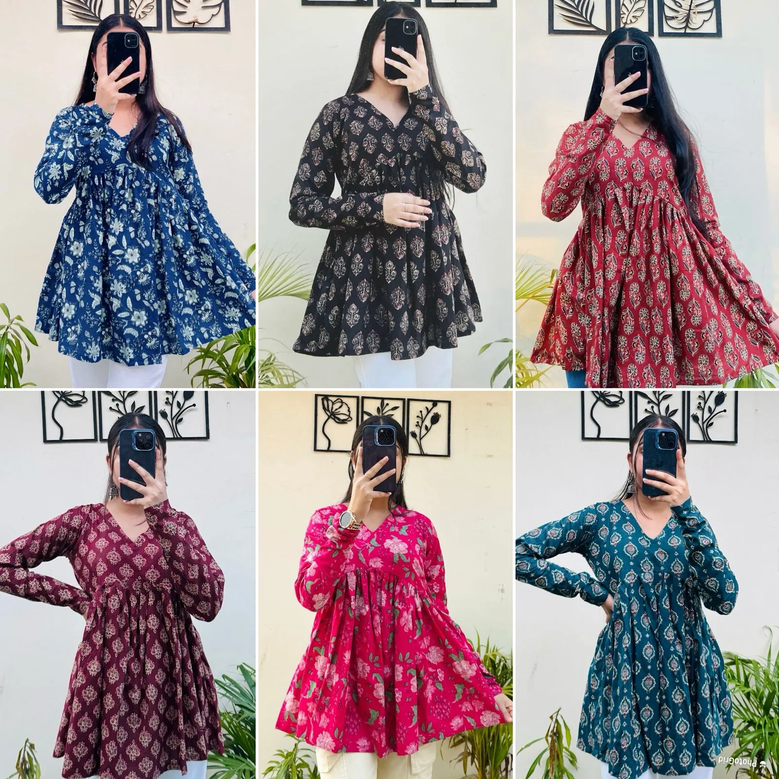 Office Wear Printed Short Tunic Tops