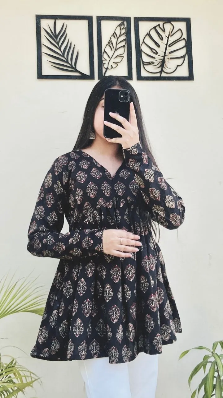 Office Wear Printed Short Tunic Tops