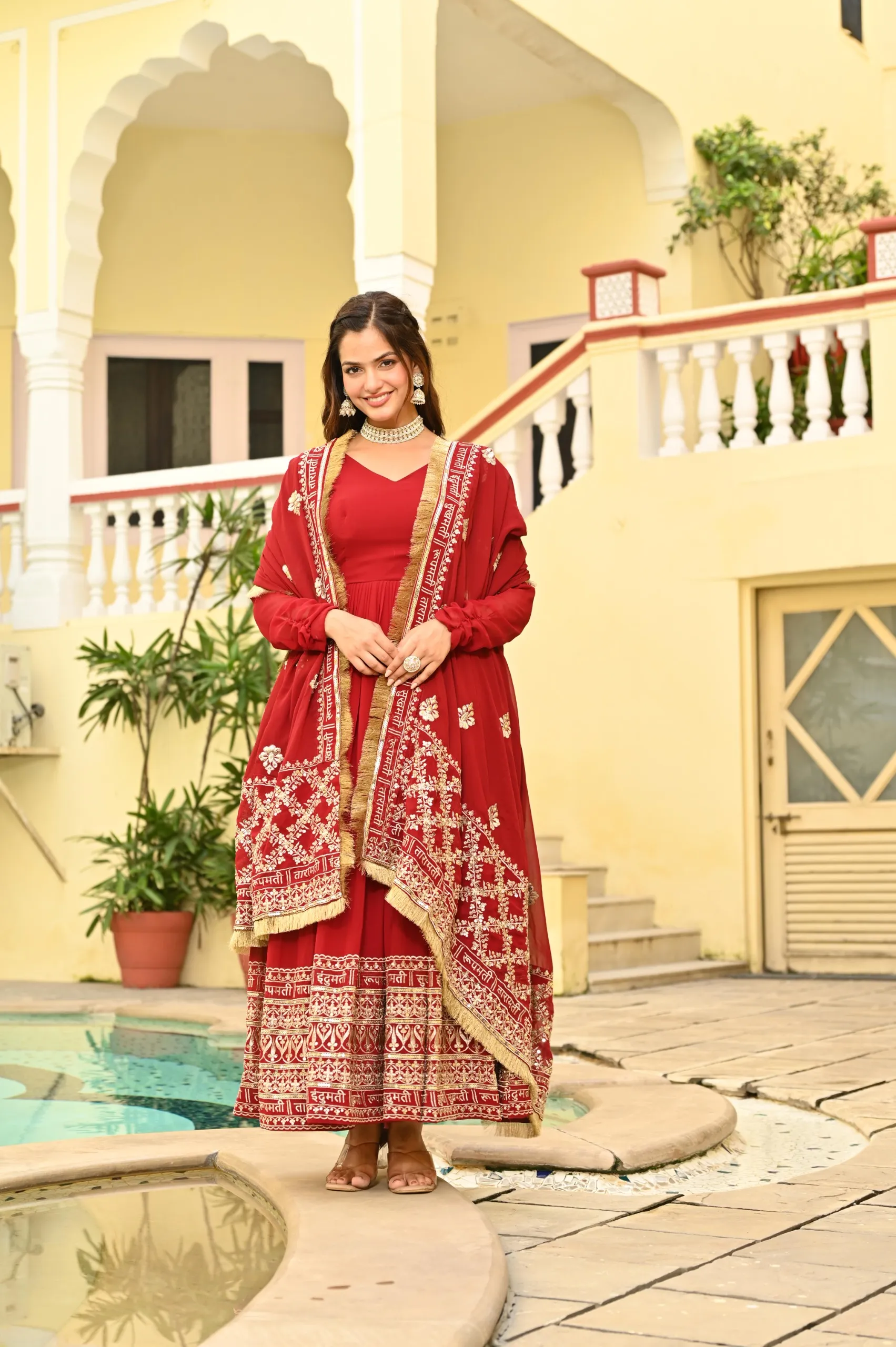 Premium Wedding Special Red Anarkali Gown