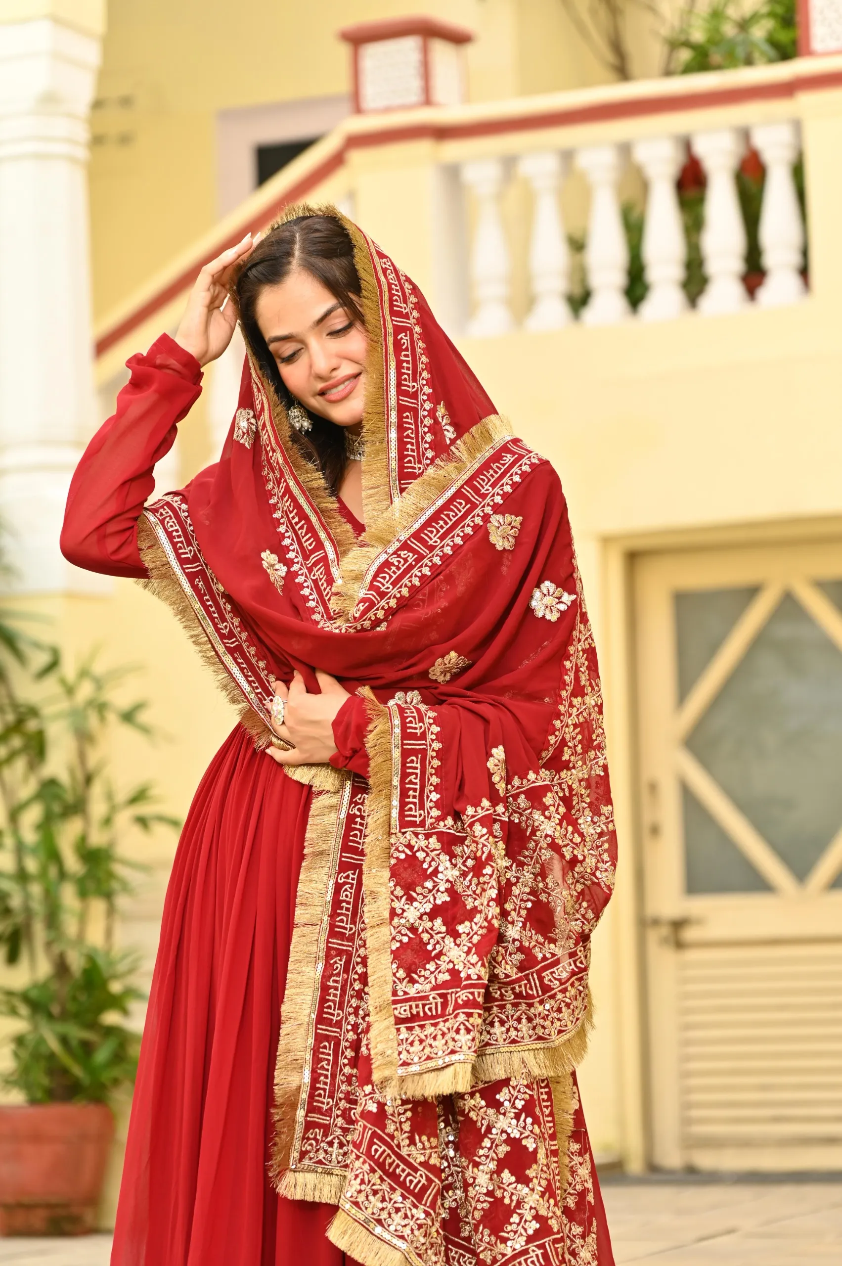 Premium Wedding Special Red Anarkali Gown