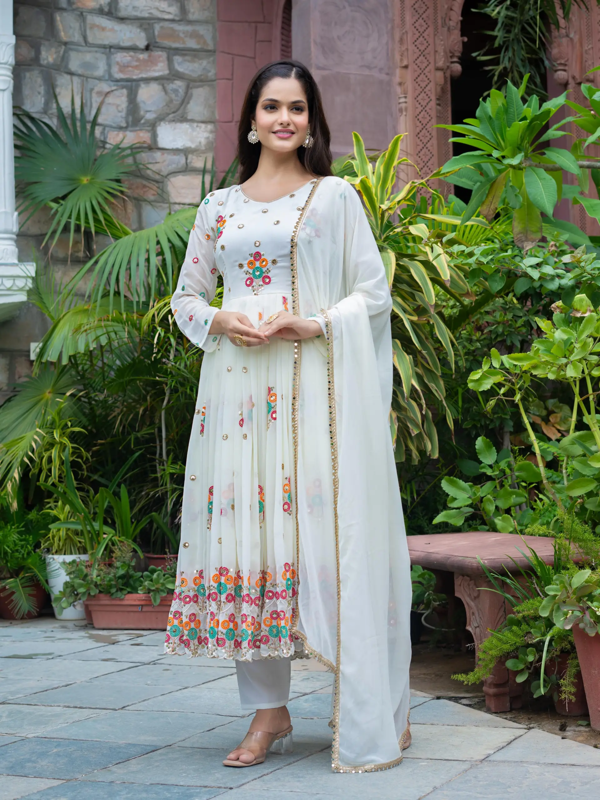 Readymade Georgette Anarkali Gown with Dupatta