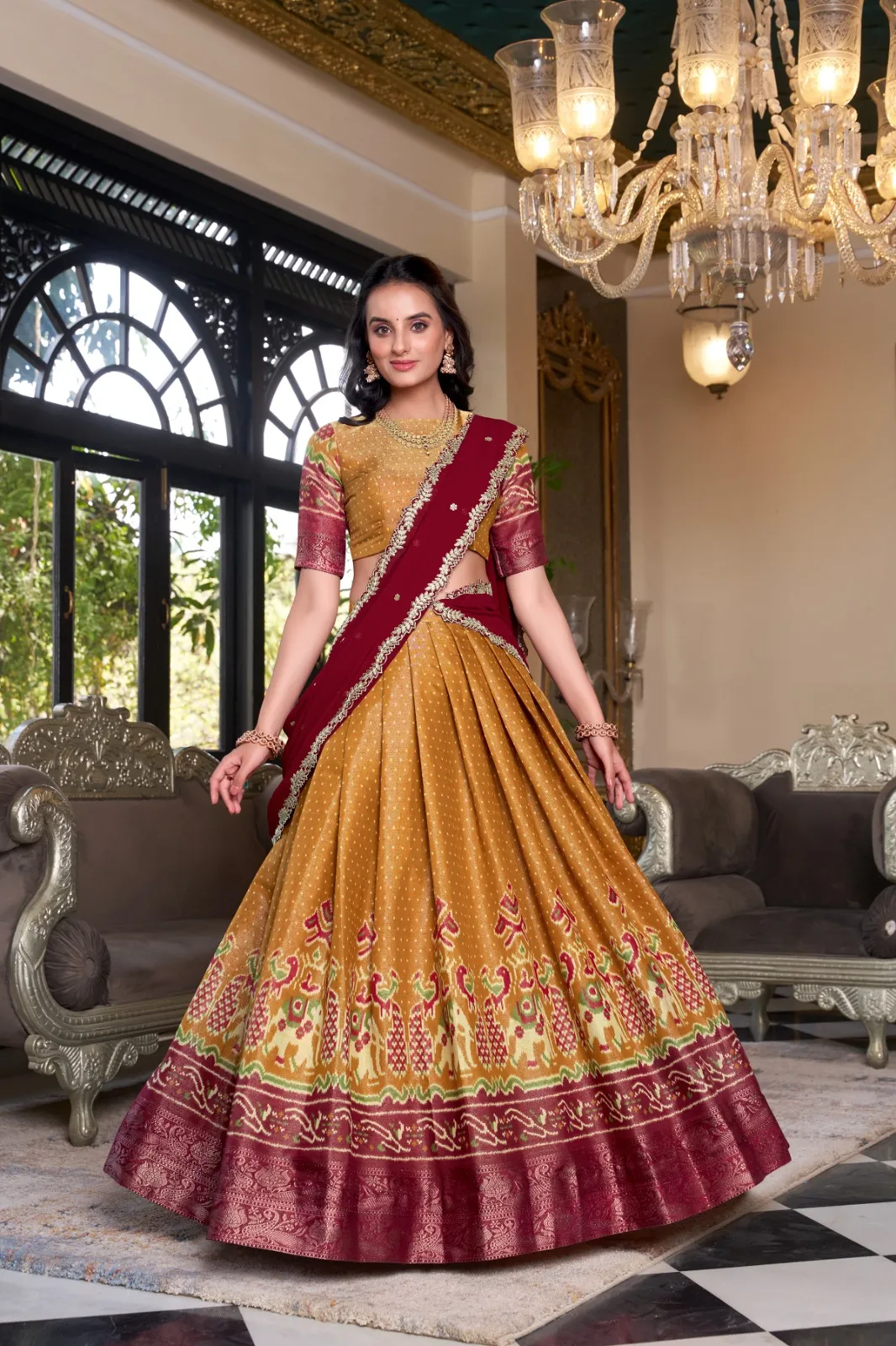 Reasonable Kanchipuram Printed Lehenga Choli