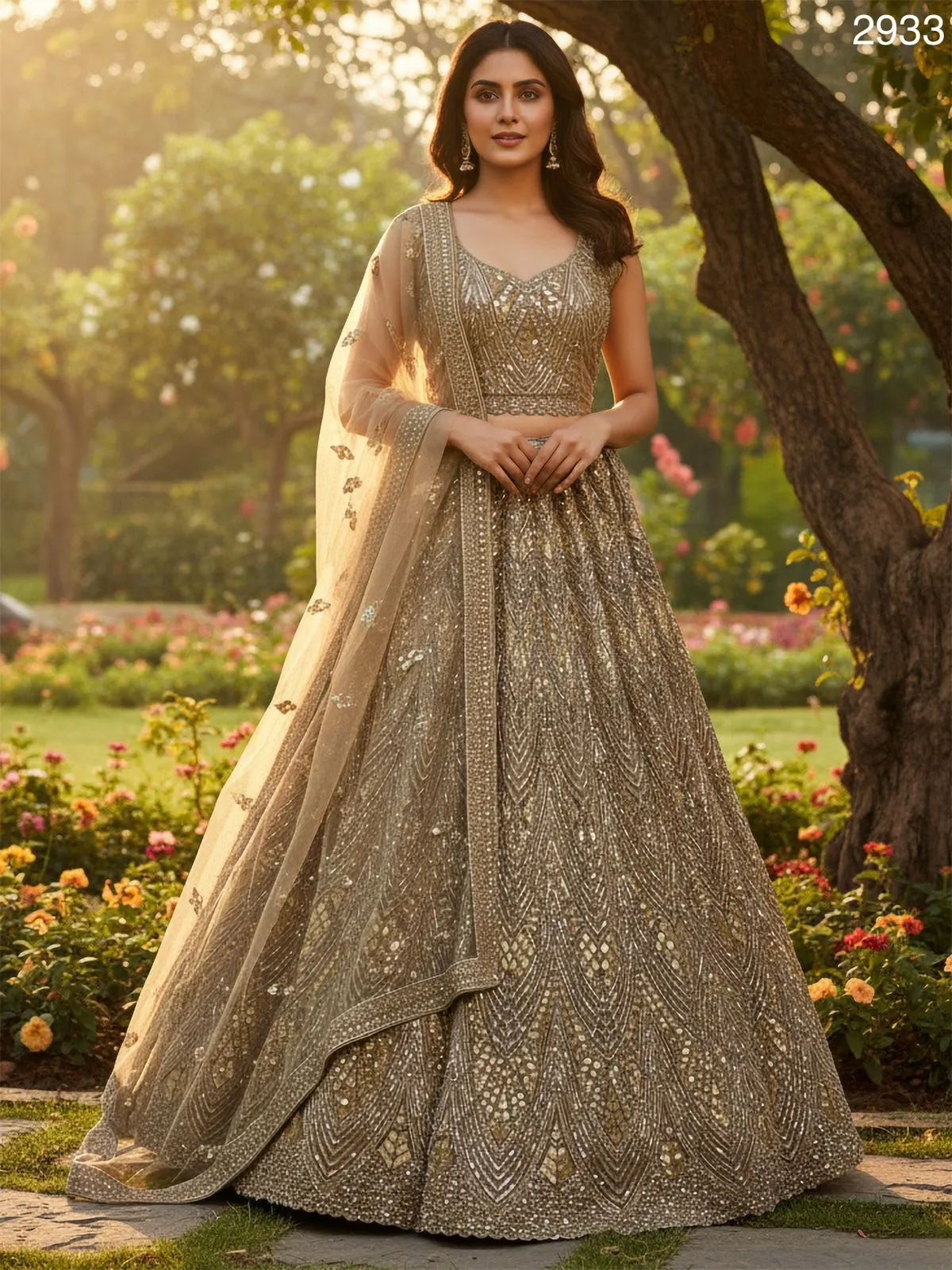Stylish Bridal wear Golden Lehenga choli