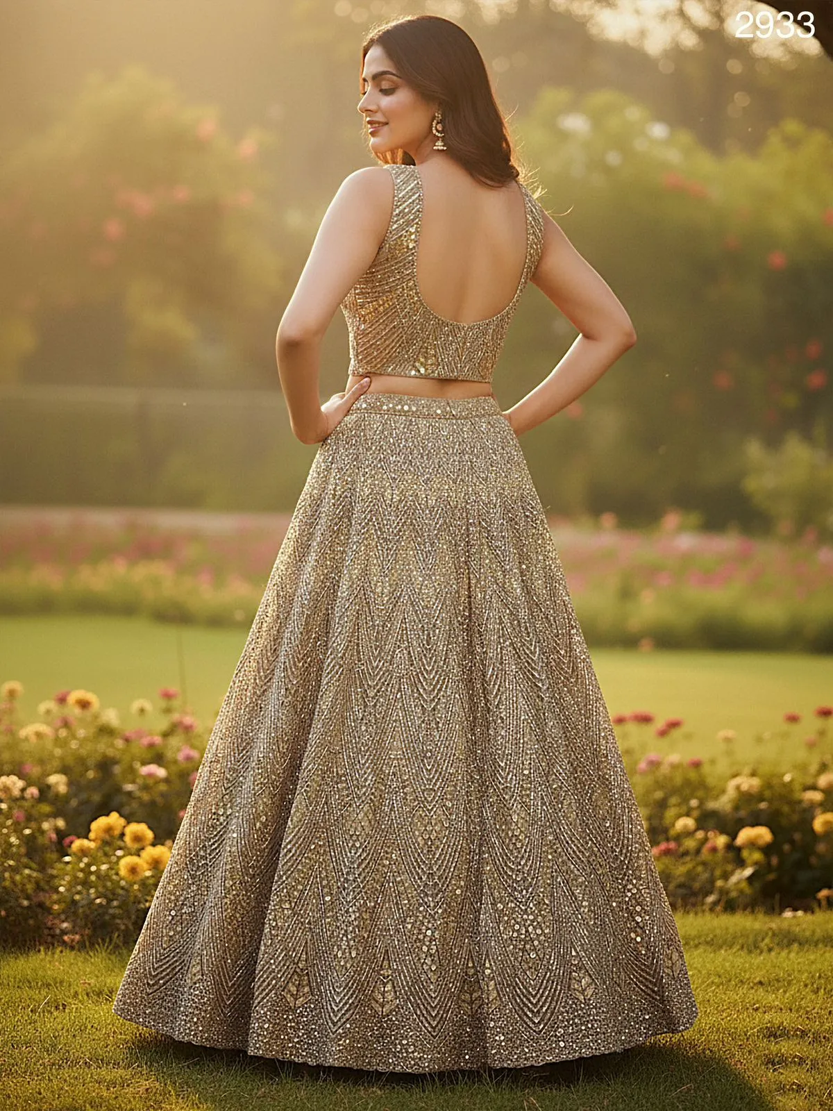 Stylish Bridal wear Golden Lehenga choli