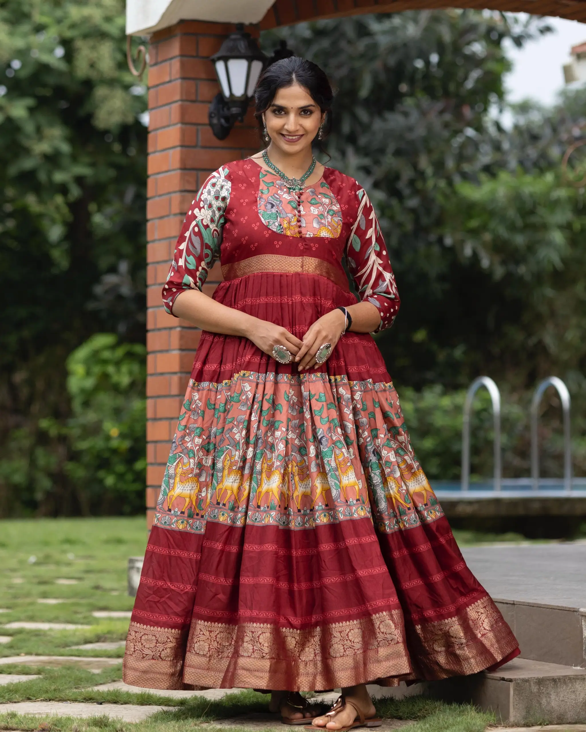 Stylish Kalamkari Printed Gown