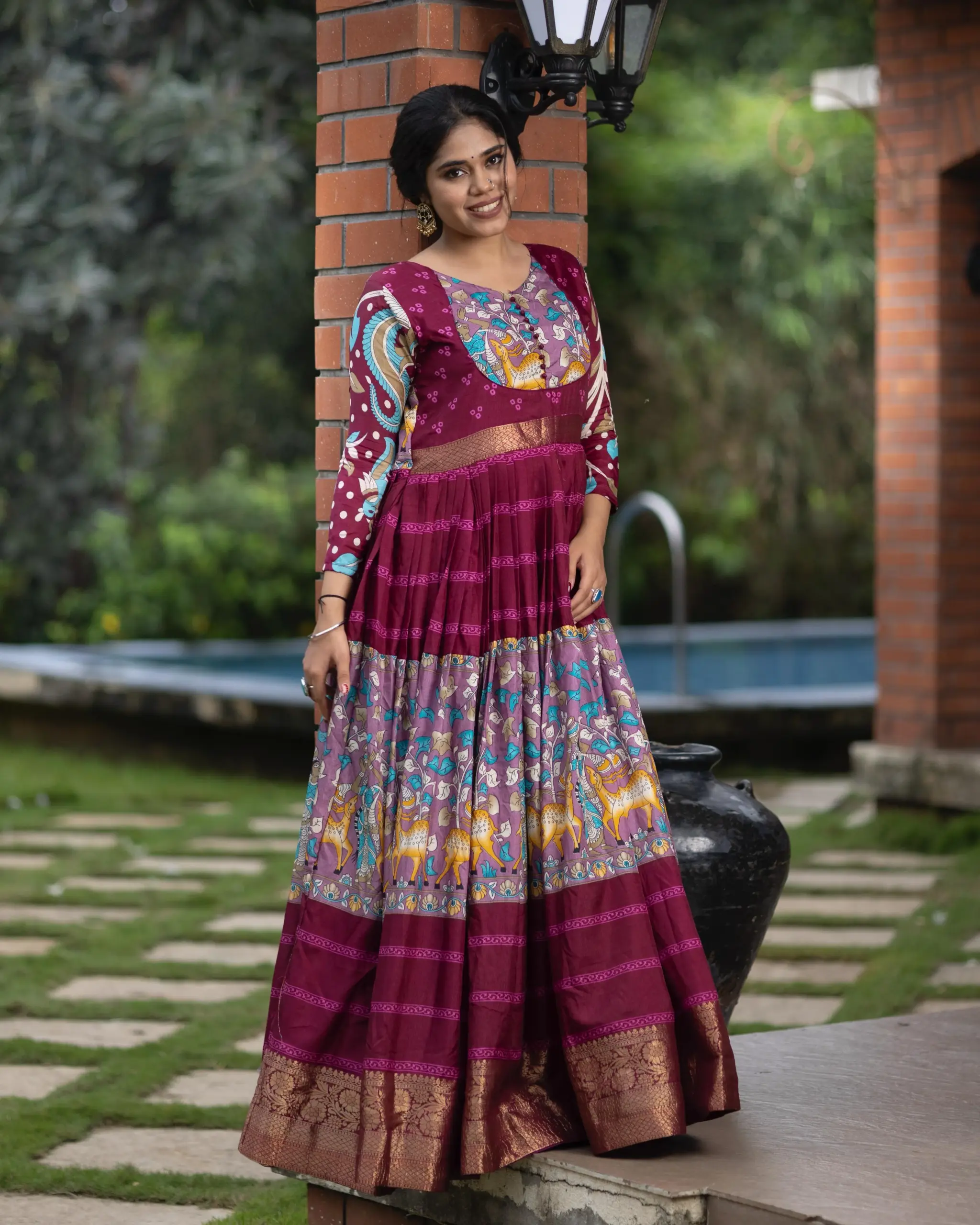 Stylish Kalamkari Printed Gown