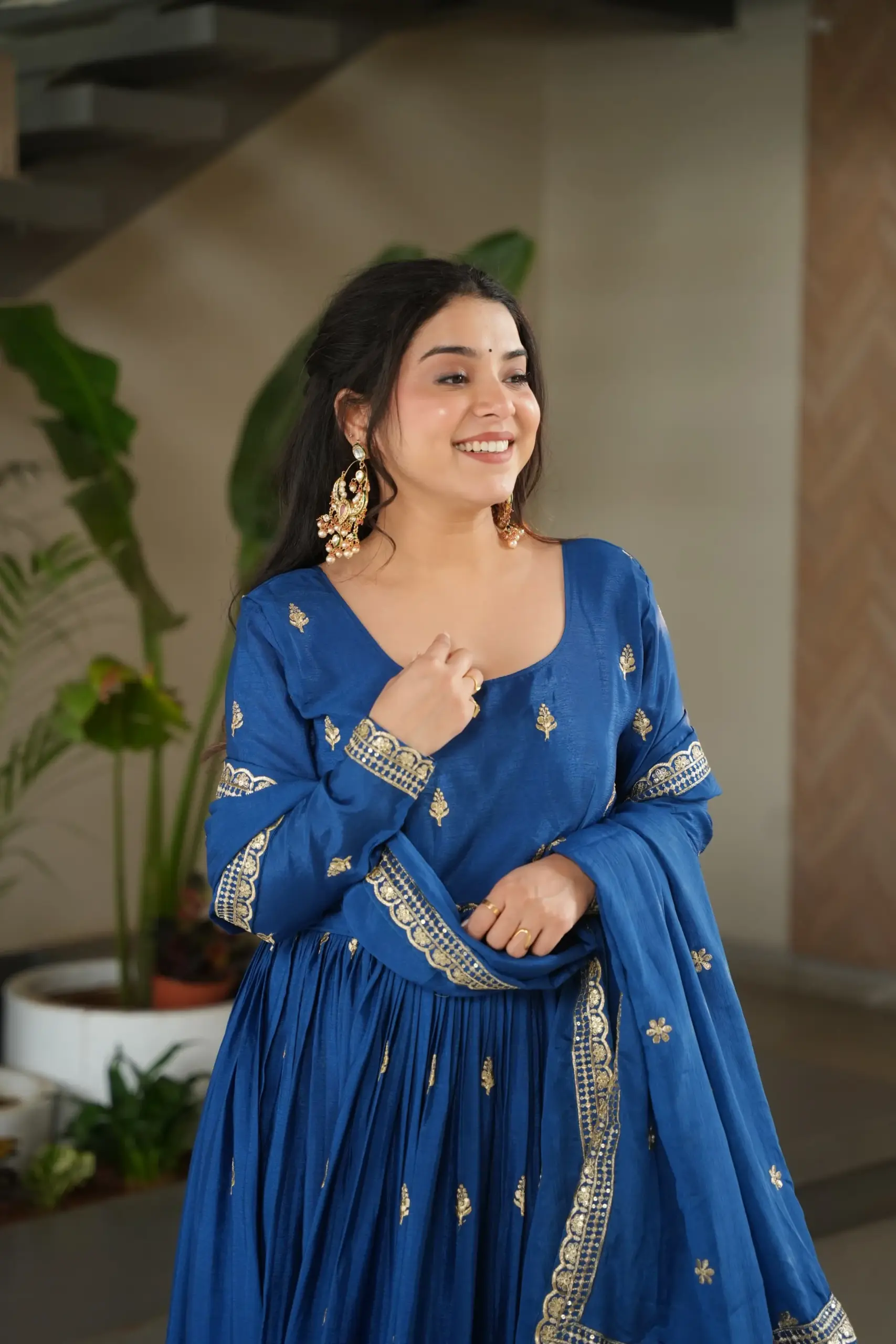 Wedding Special Blue Embroidery Gown