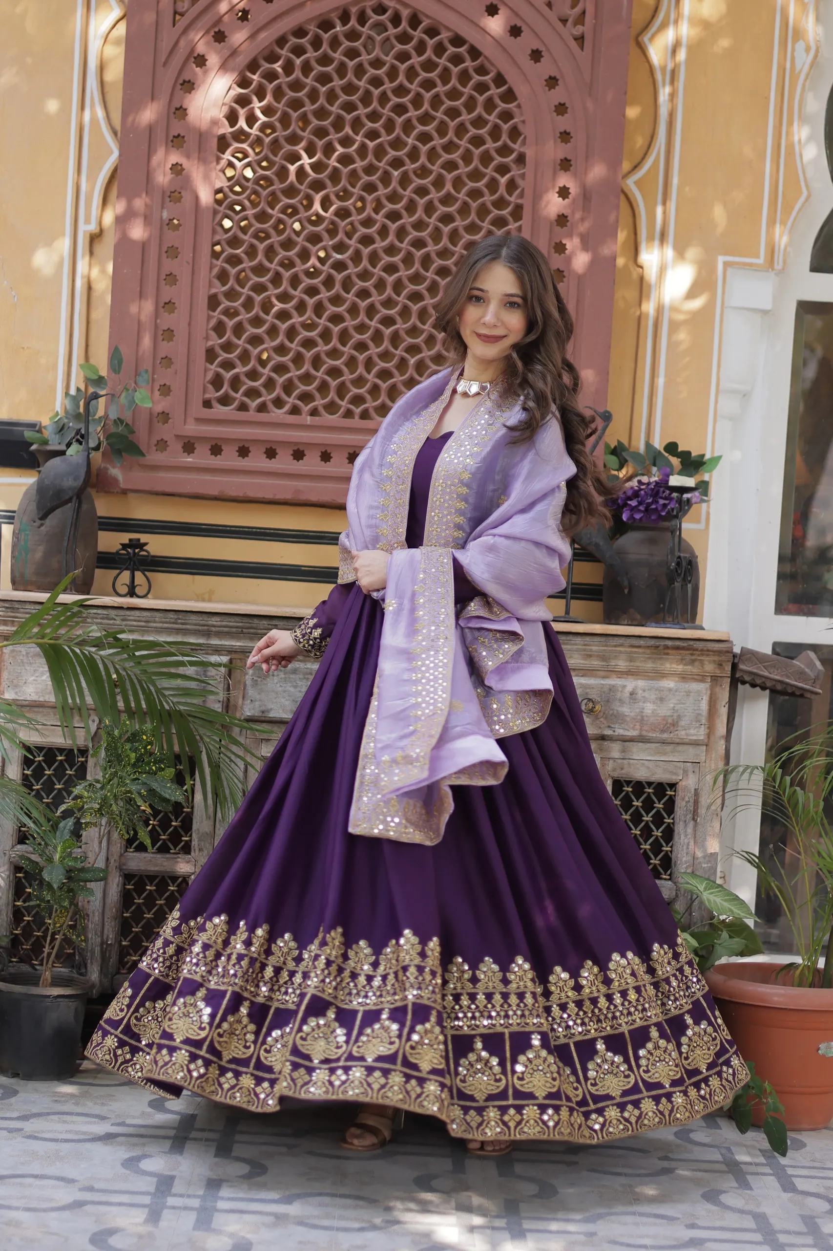 Wedding Wear Purple Anarkali Gown