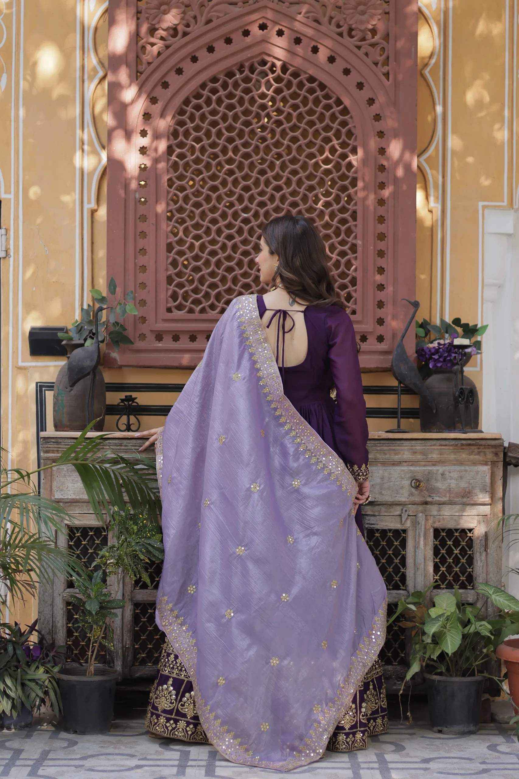 Wedding Wear Purple Anarkali Gown